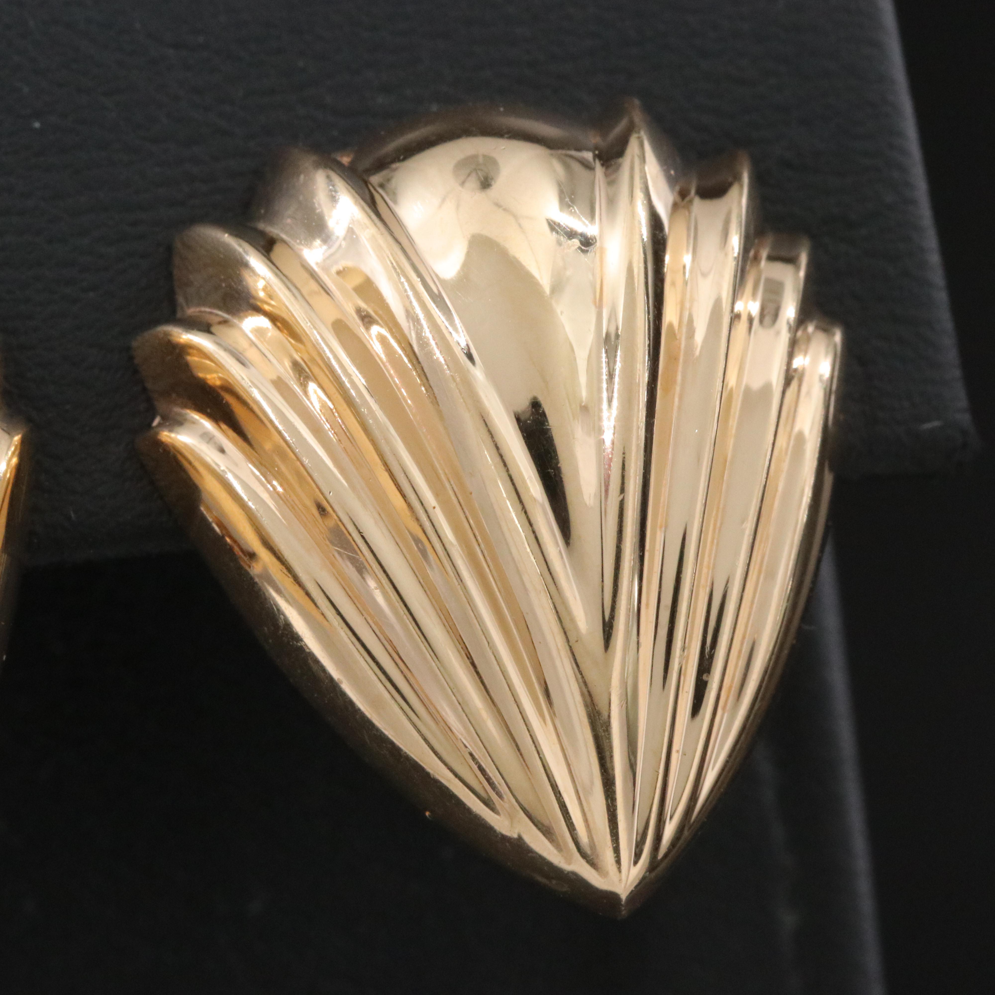 14K Fluted Earrings