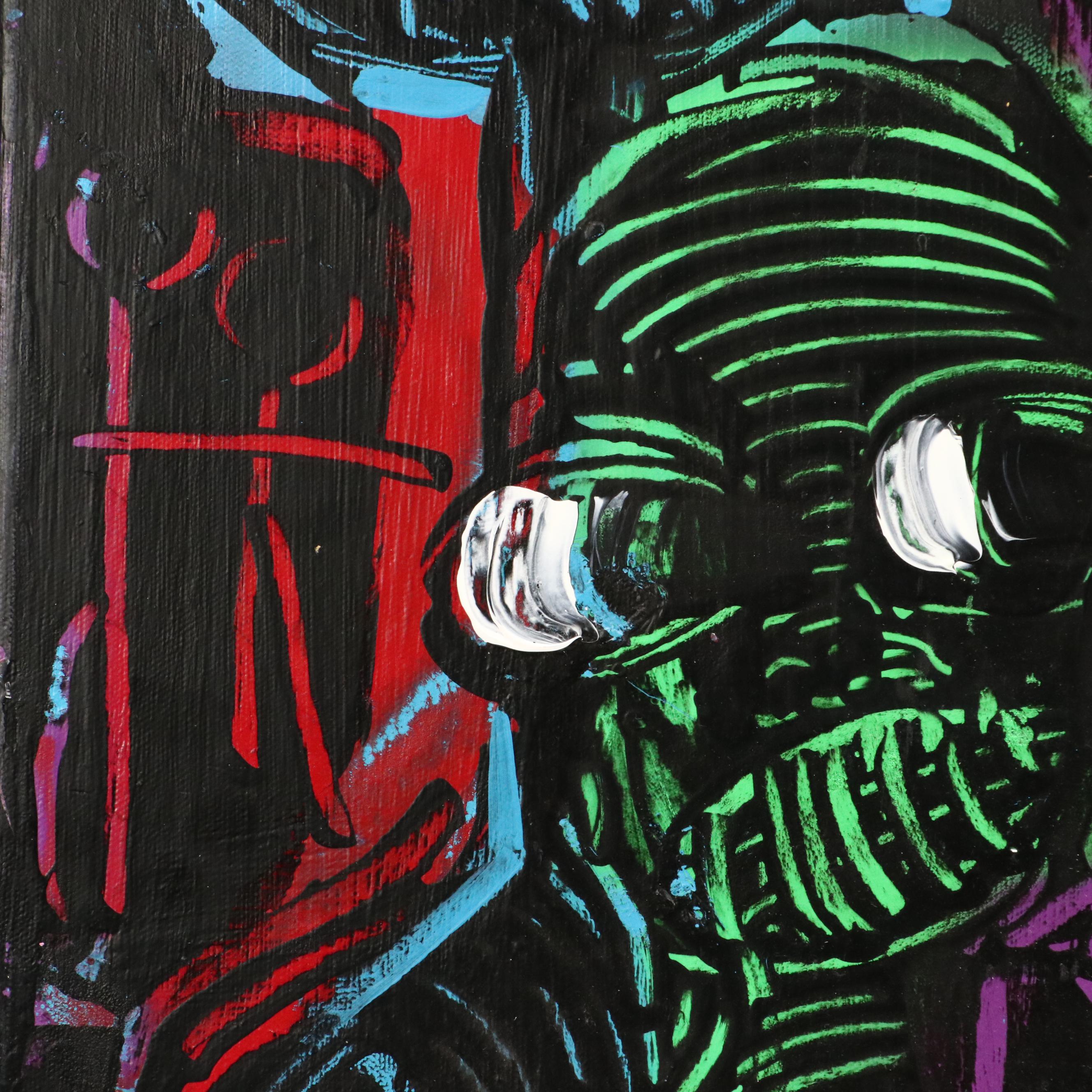 Abiola Idowu Stylized Modern Acrylic Painting, Circa 2020