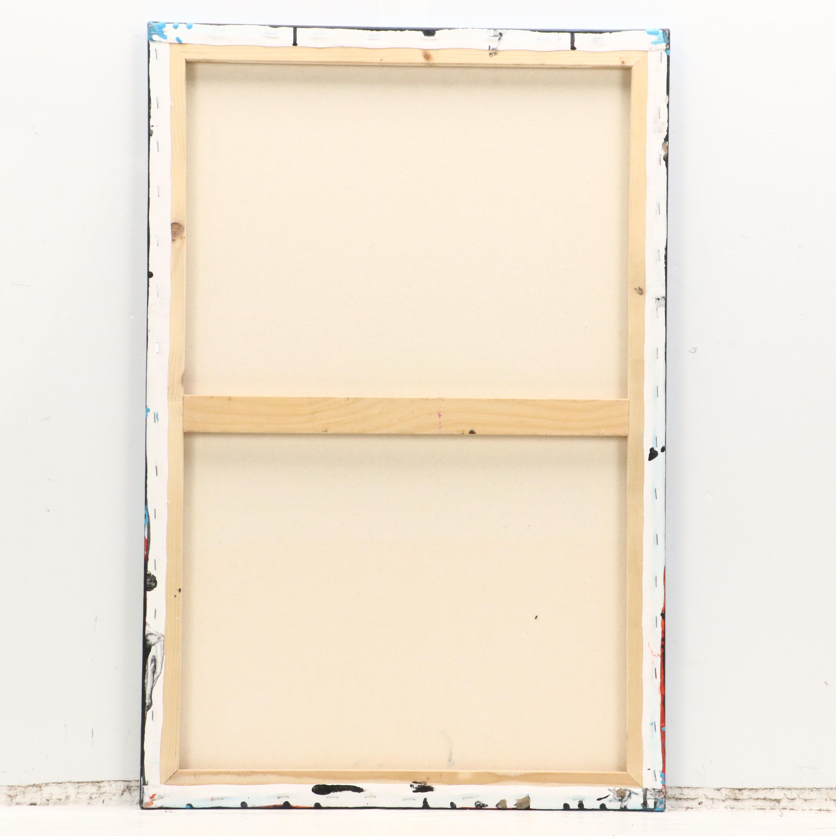 Abiola Idowu Stylized Modern Acrylic Painting, Circa 2020