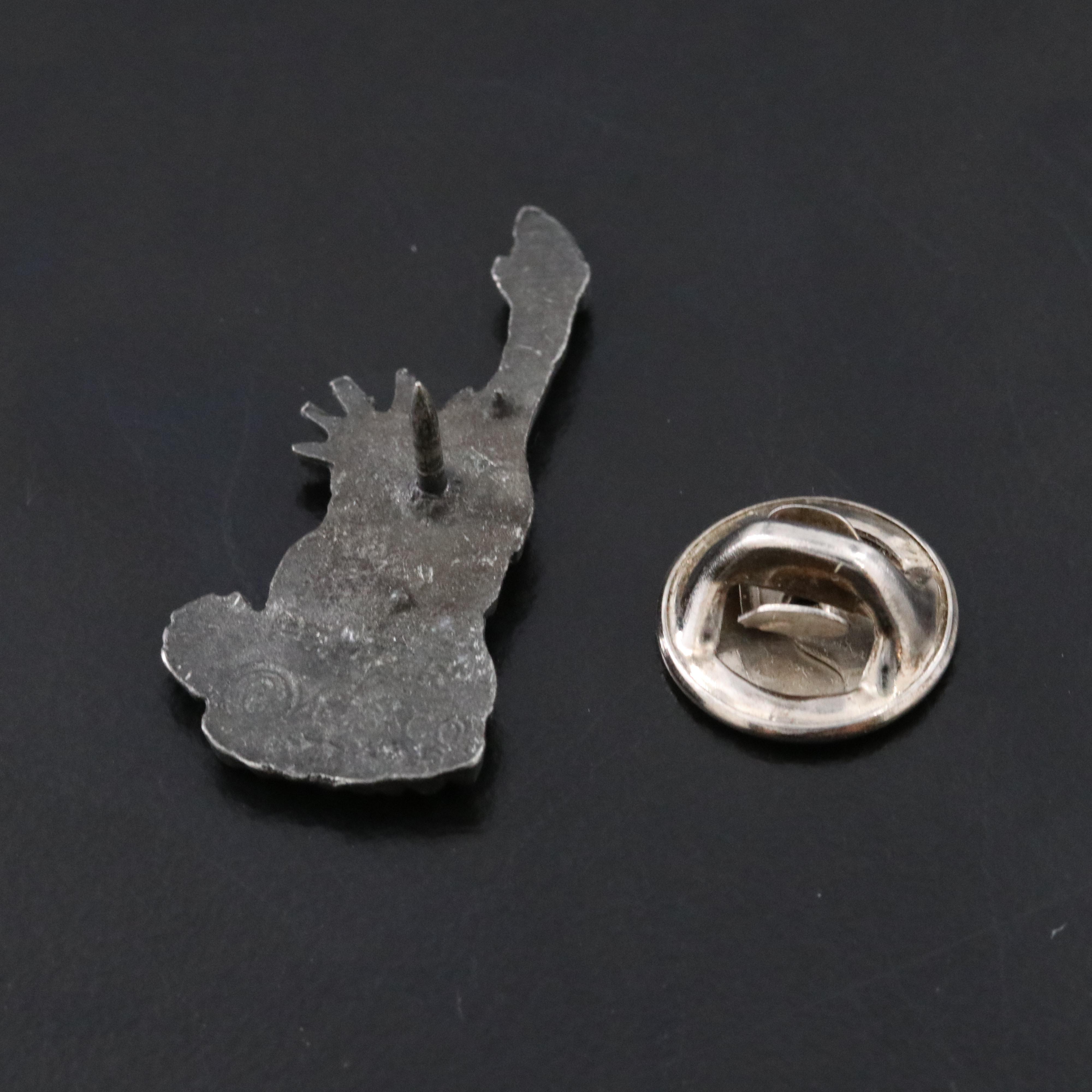 K & S Co. Pewter Statue of Liberty Pin with Rhinestone Accent