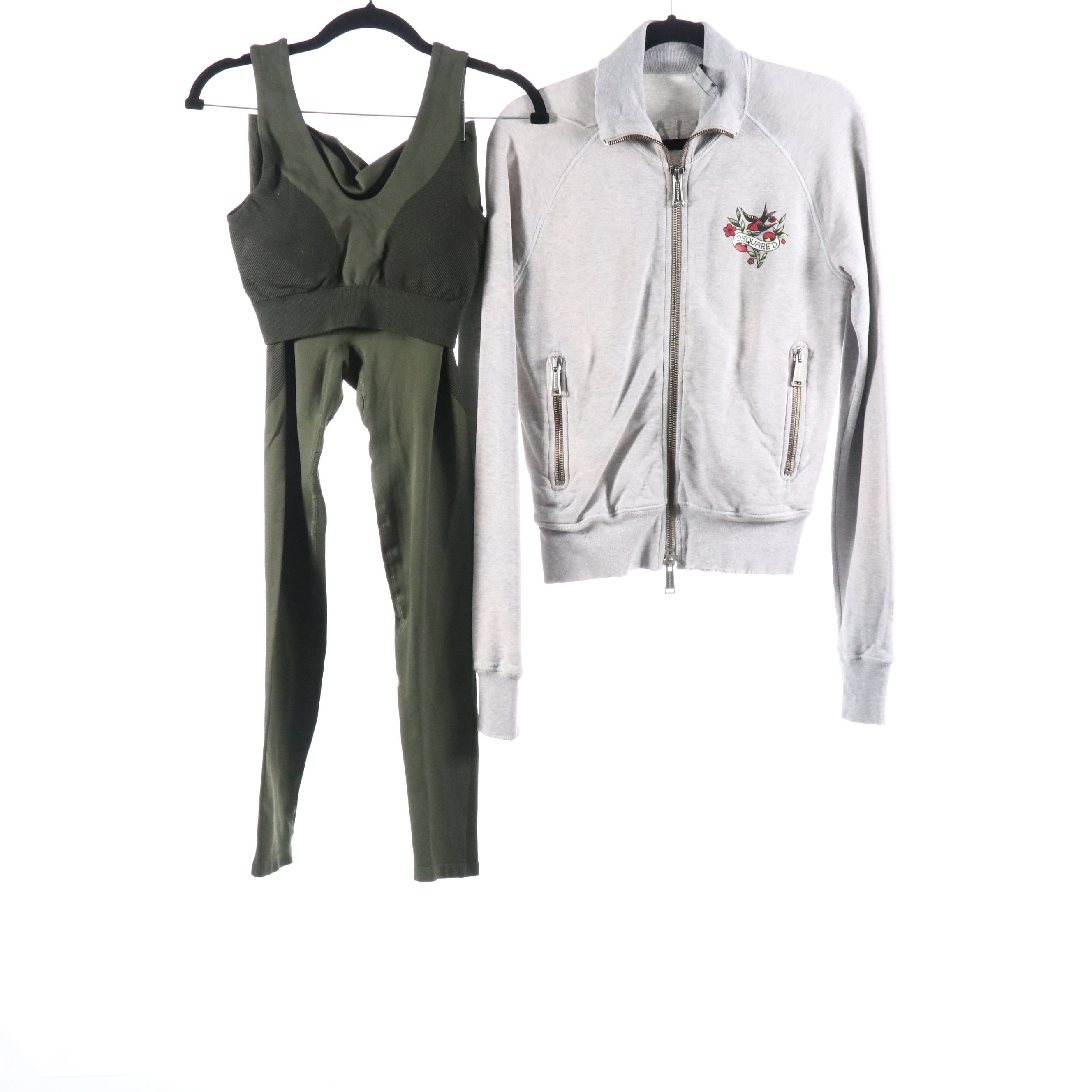 Dsquared2 Zipper-Front Jacket, Falke Sports Bra and Leggings Set with More Sport