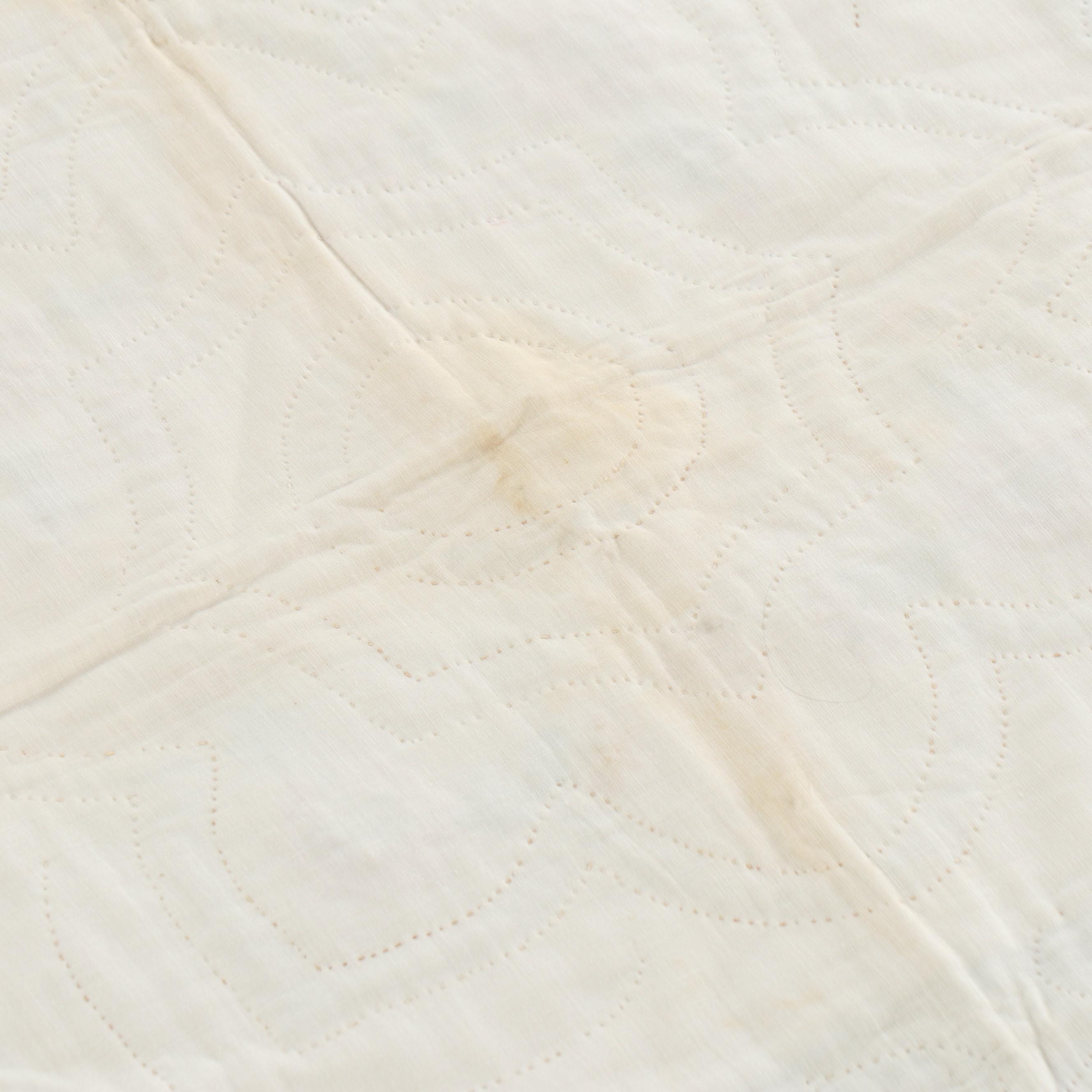 Handmade Pieced Square Quilt with Cross-Stitch Floral Medallions