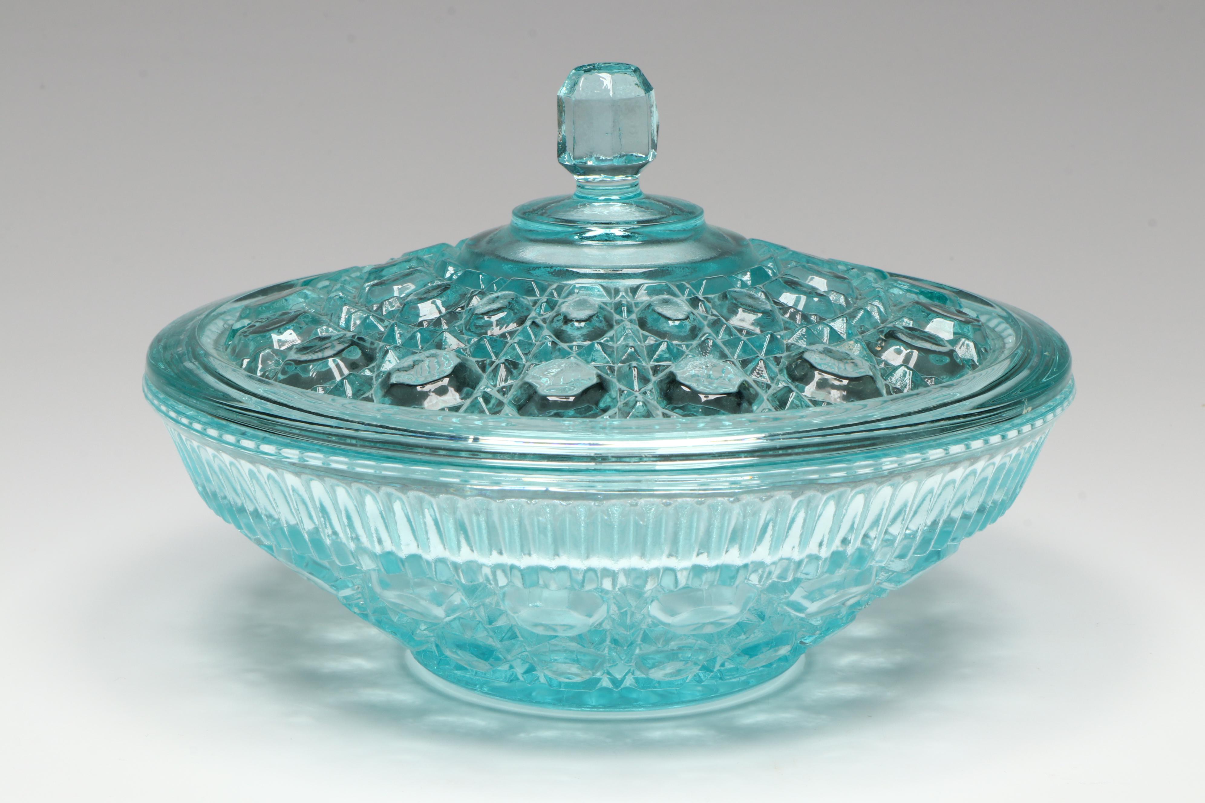 Fenton "Amber Hobnail" Candle Holder with MCM Pitcher and More Colored Glass