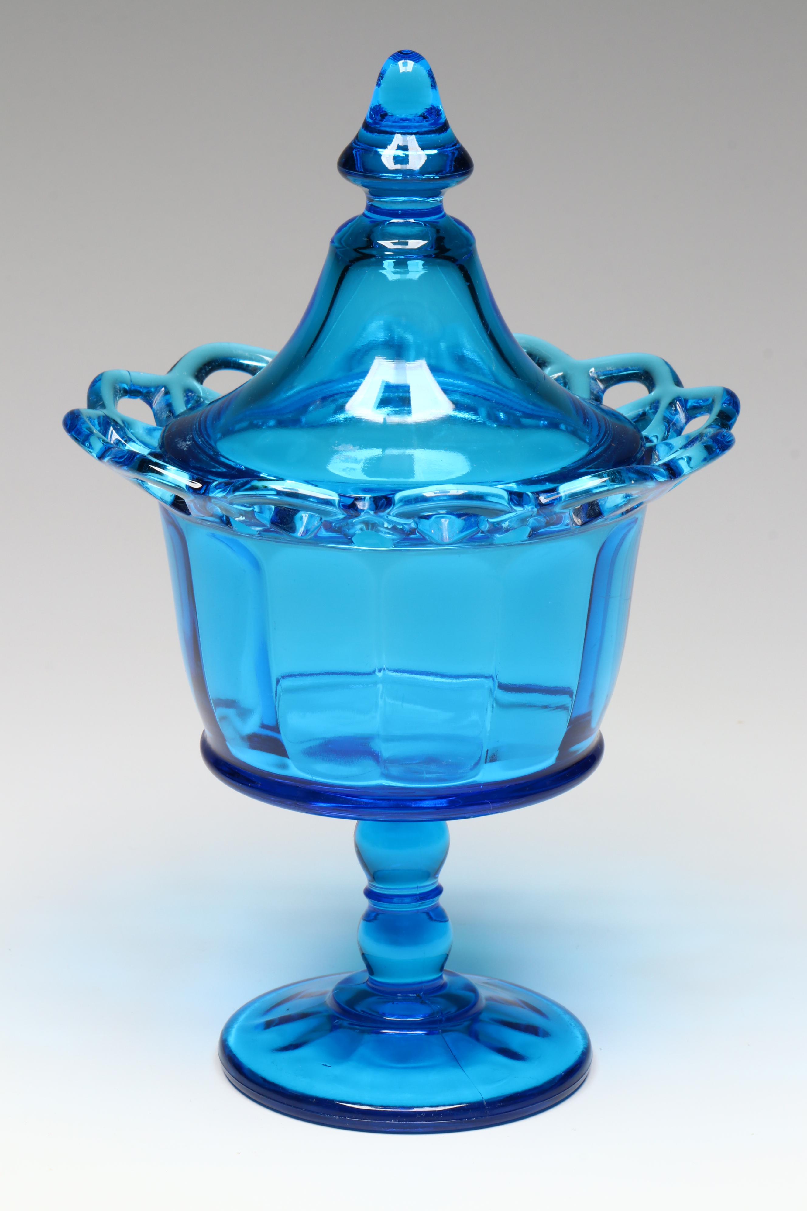 Fenton "Amber Hobnail" Candle Holder with MCM Pitcher and More Colored Glass