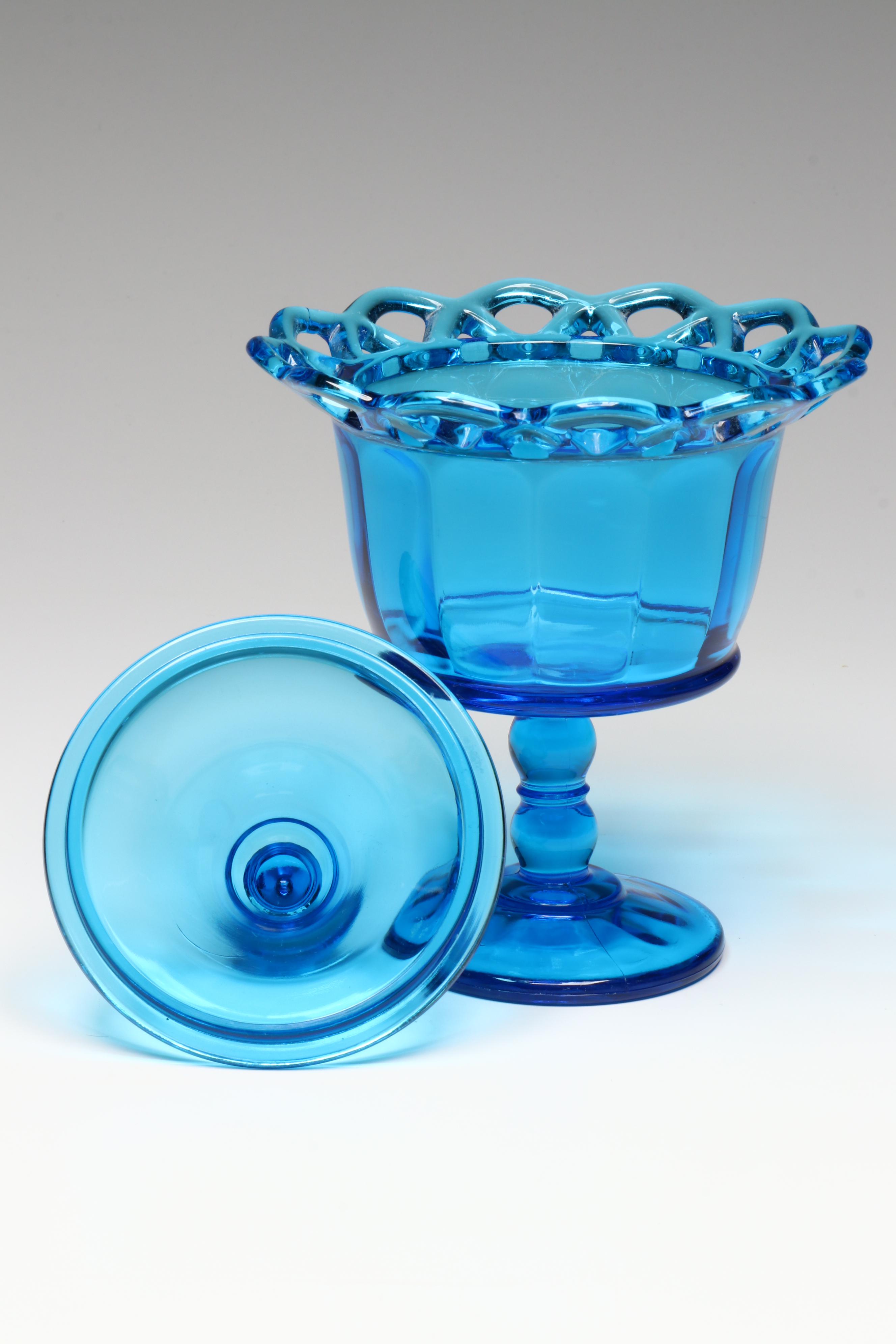 Fenton "Amber Hobnail" Candle Holder with MCM Pitcher and More Colored Glass