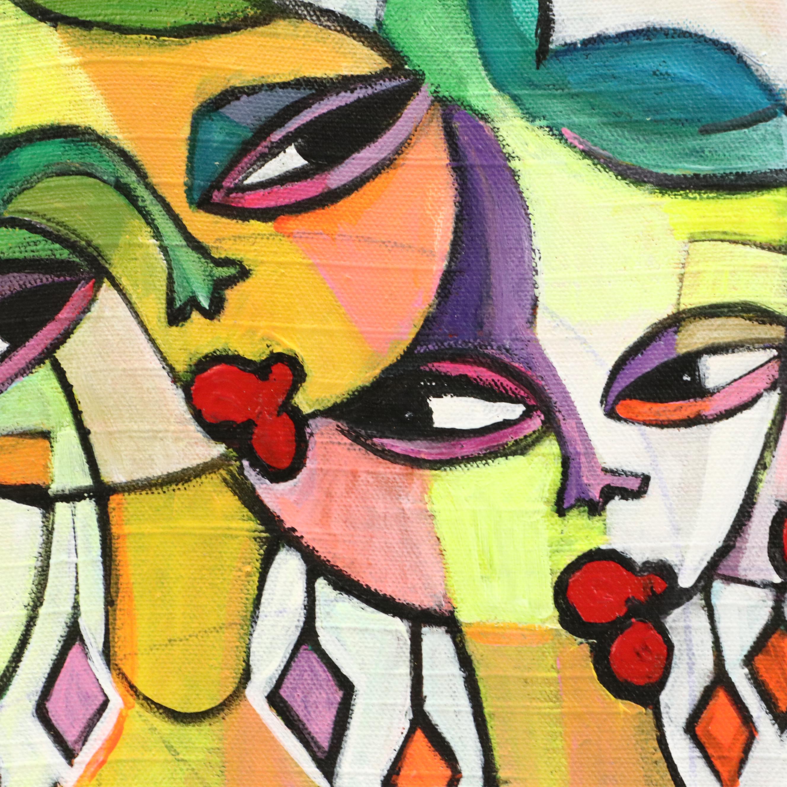 Evuarherhe Ufuoma Stylized Acrylic Painting "Large Family," 2022