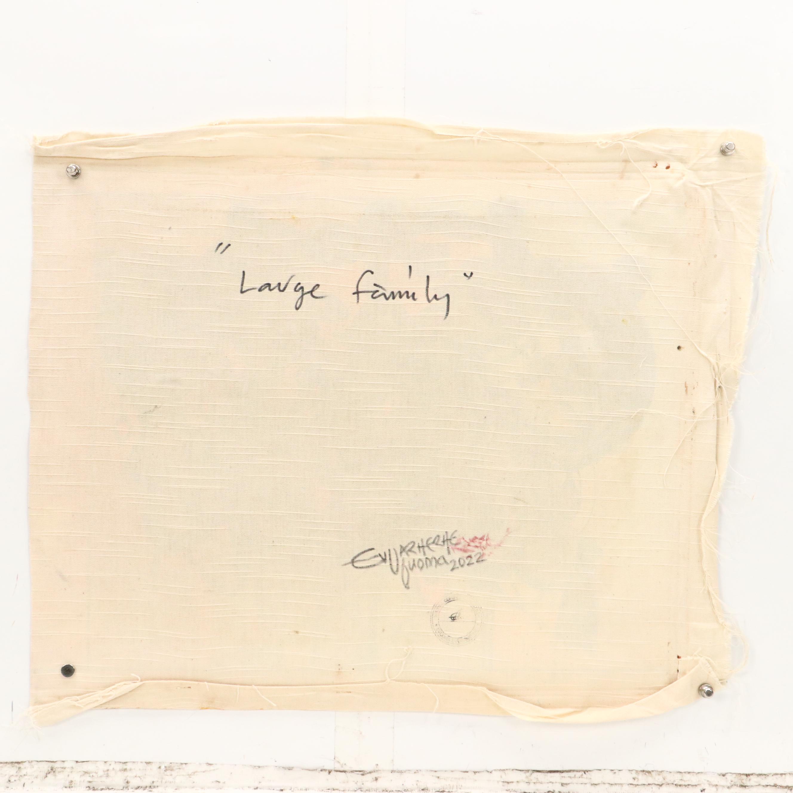 Evuarherhe Ufuoma Stylized Acrylic Painting "Large Family," 2022