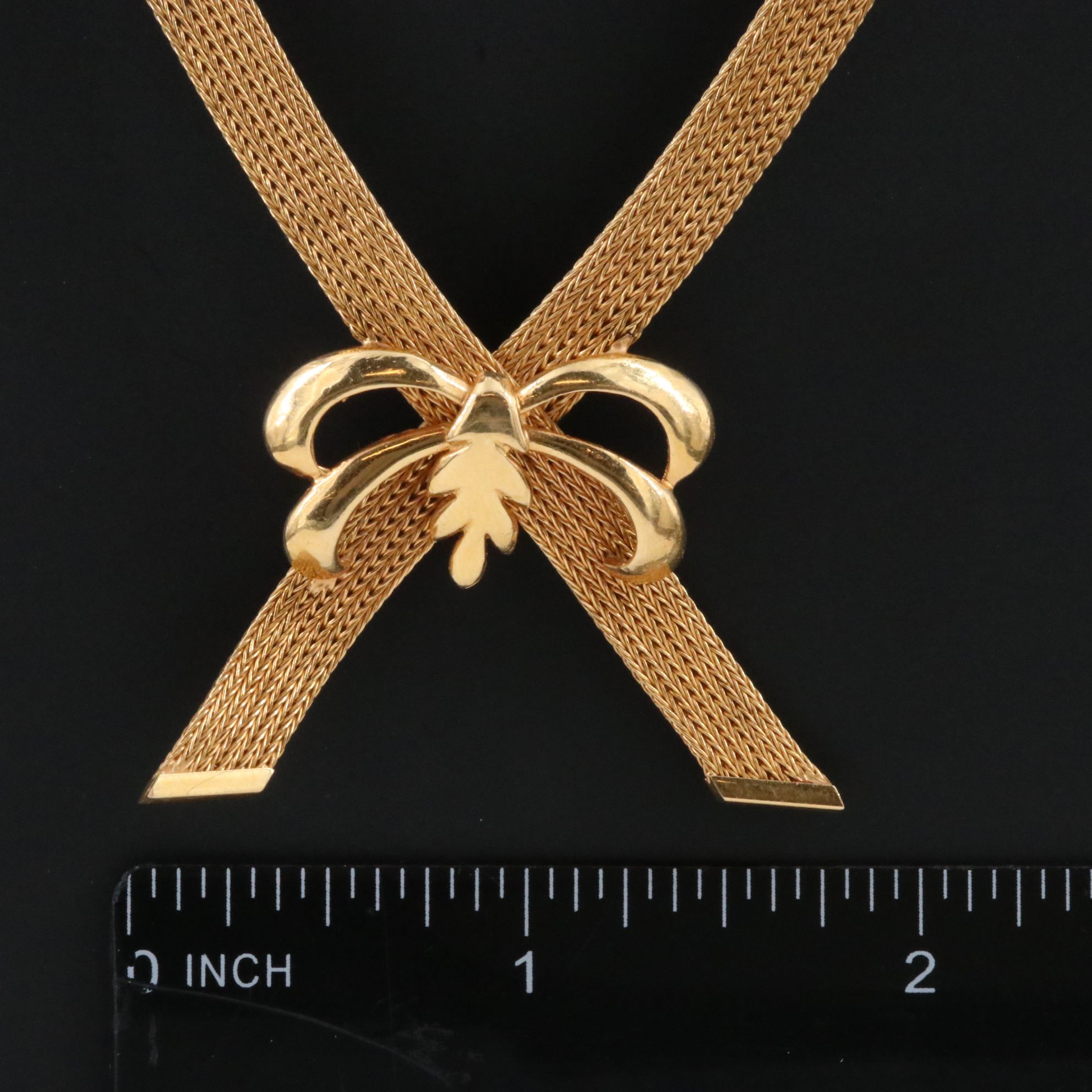 Italian 18K Foxtail Chain and Bow Necklace