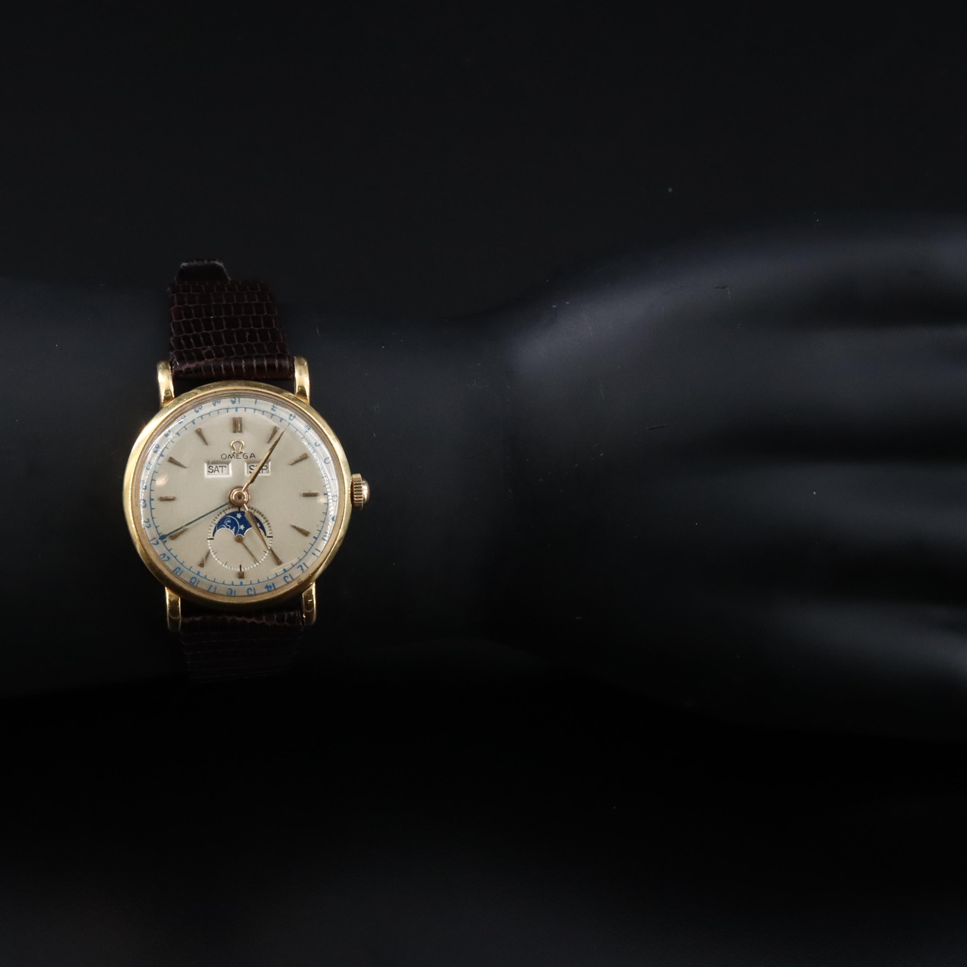 Omega Triple Date Moonphase 18K Vintage Watch c.1944