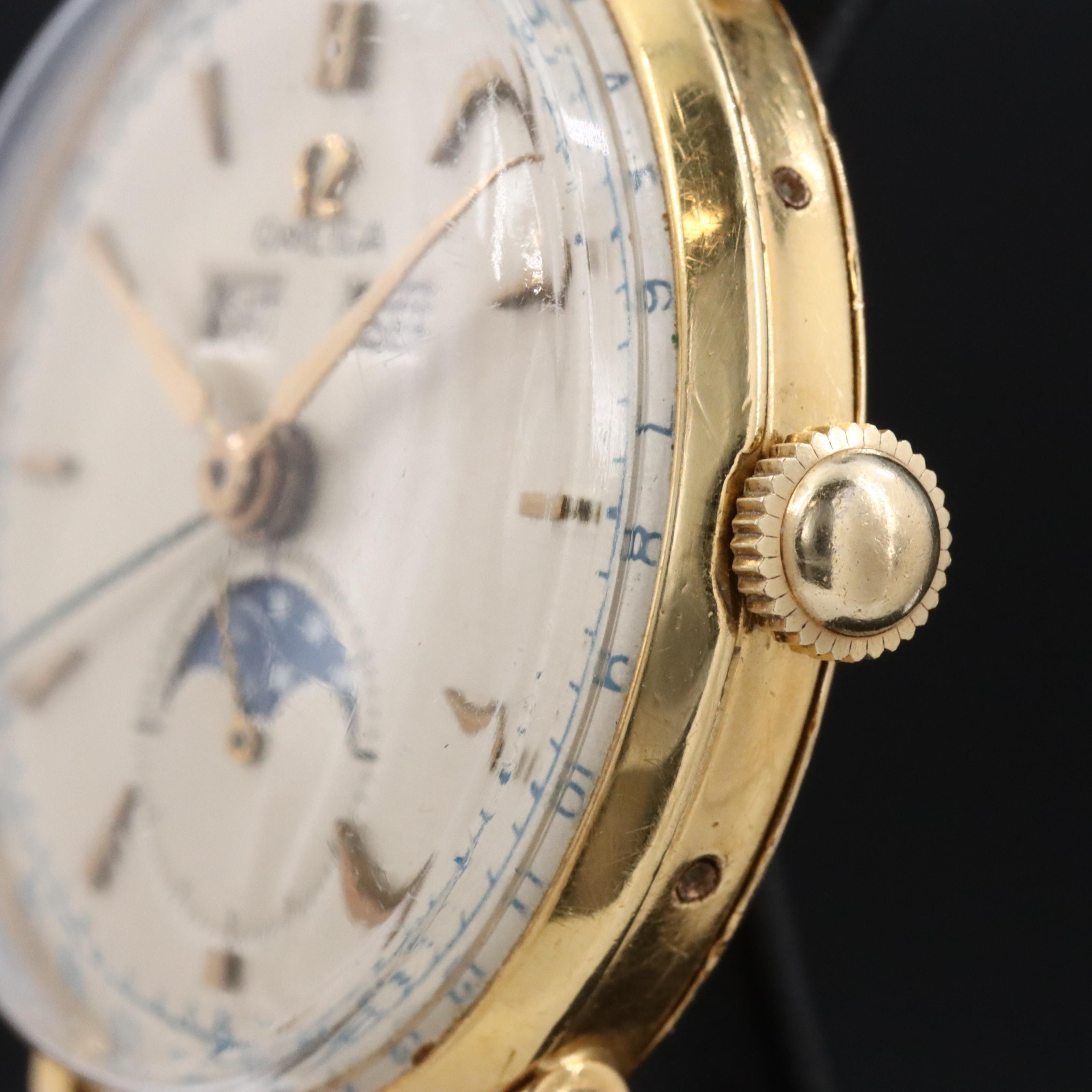 Omega Triple Date Moonphase 18K Vintage Watch c.1944