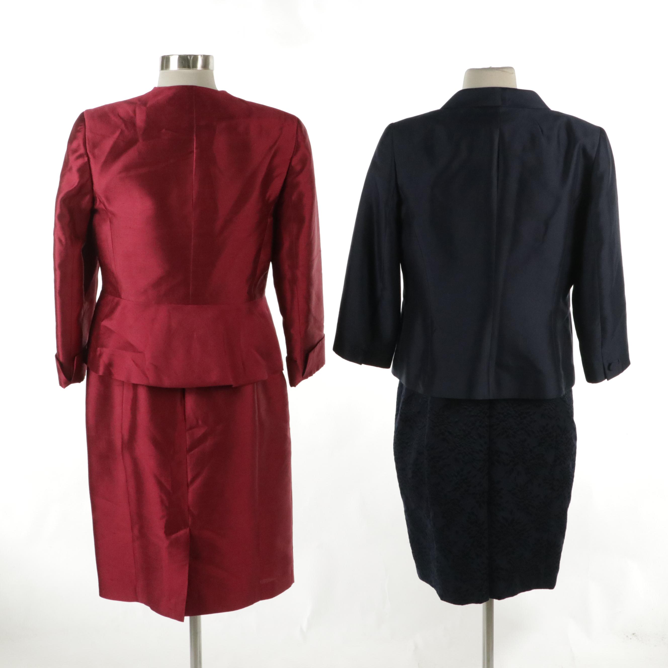Talbots Red Dress Suit in Silk/Wool Blend with Textured Dress Set
