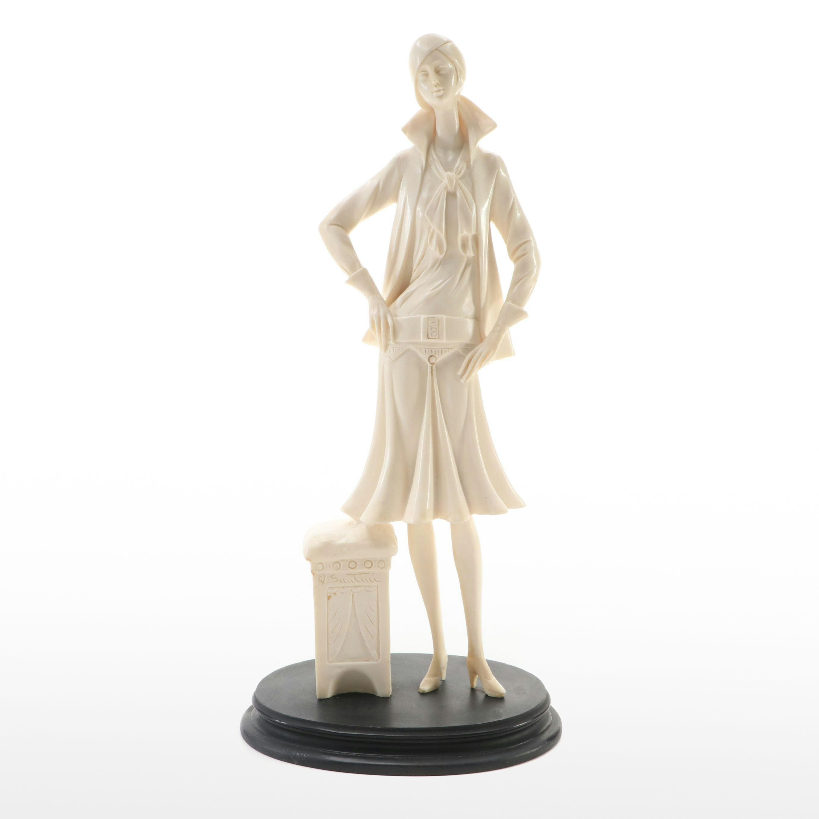 Charles Serouya & Son Italian Art Deco Style Figural Statue, 20th Century