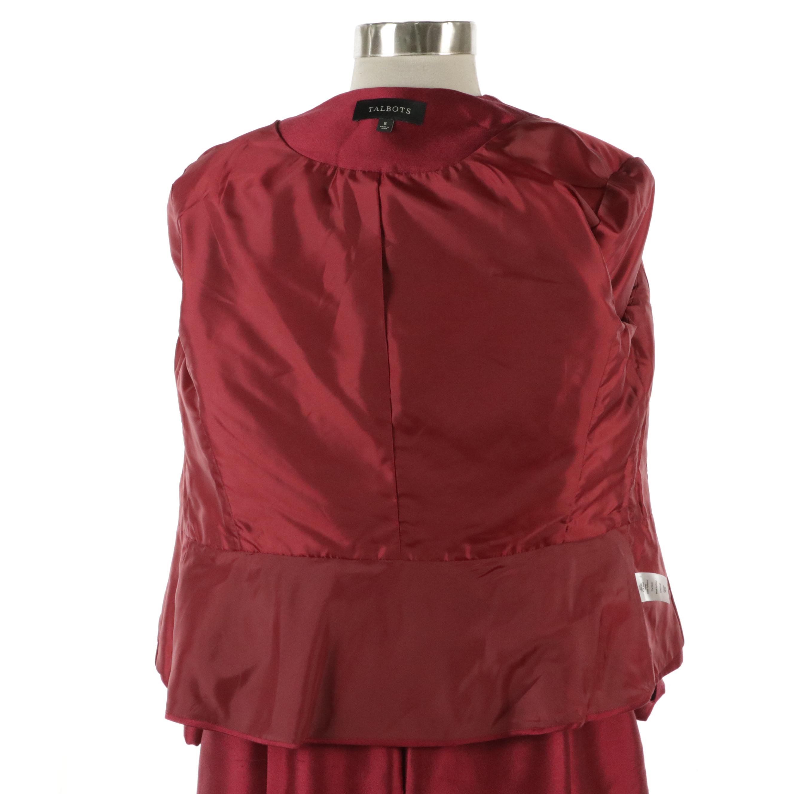 Talbots Red Dress Suit in Silk/Wool Blend with Textured Dress Set