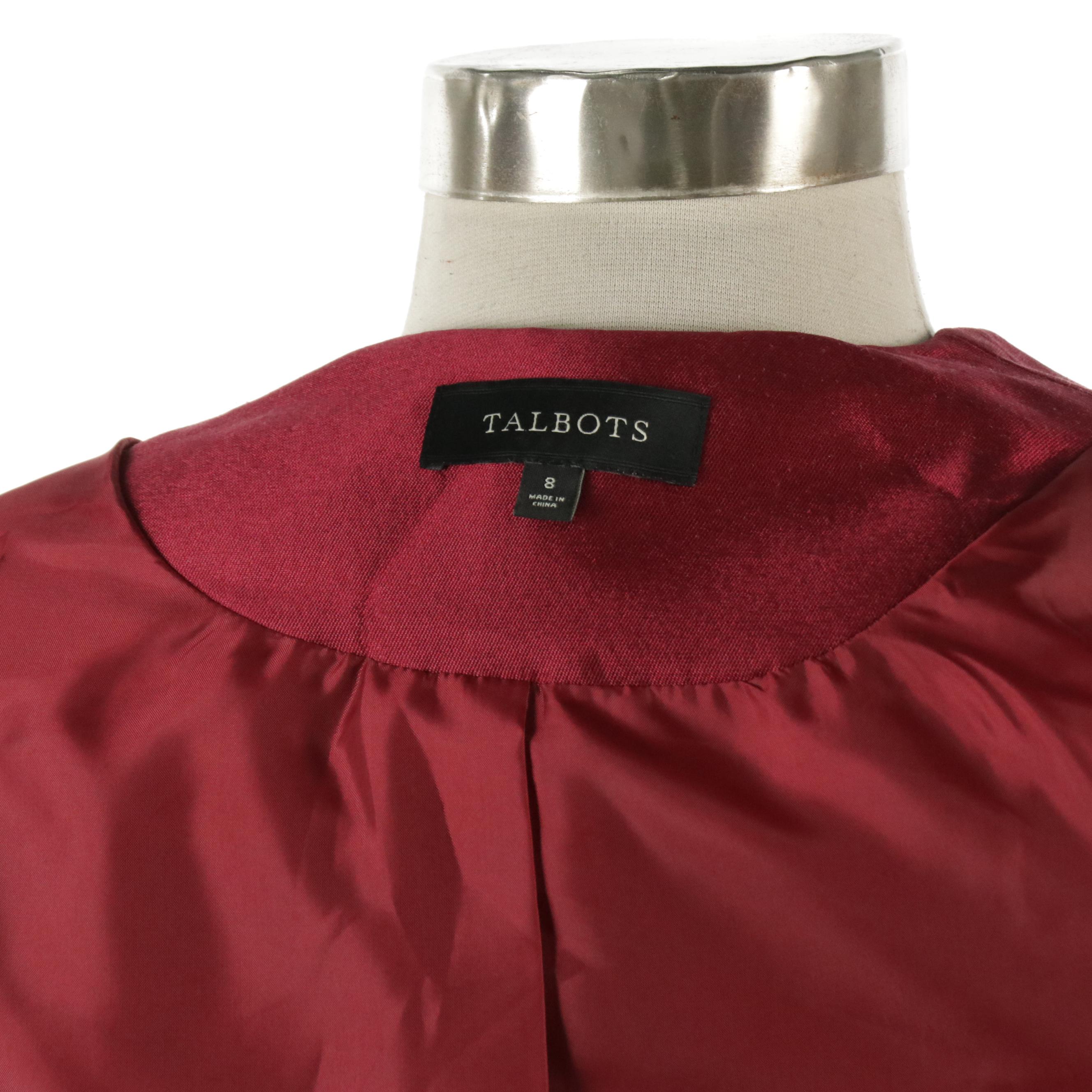 Talbots Red Dress Suit in Silk/Wool Blend with Textured Dress Set