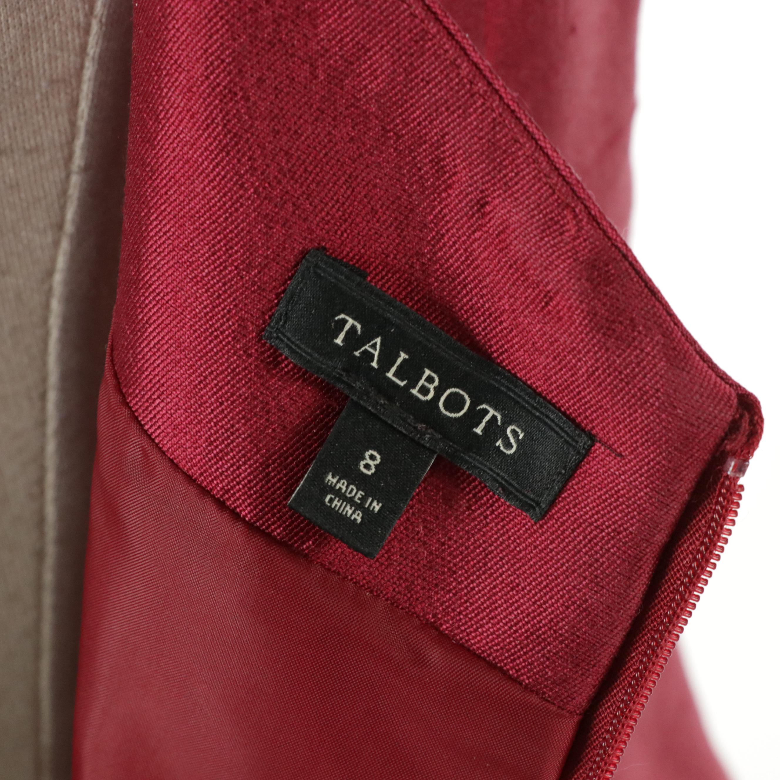 Talbots Red Dress Suit in Silk/Wool Blend with Textured Dress Set