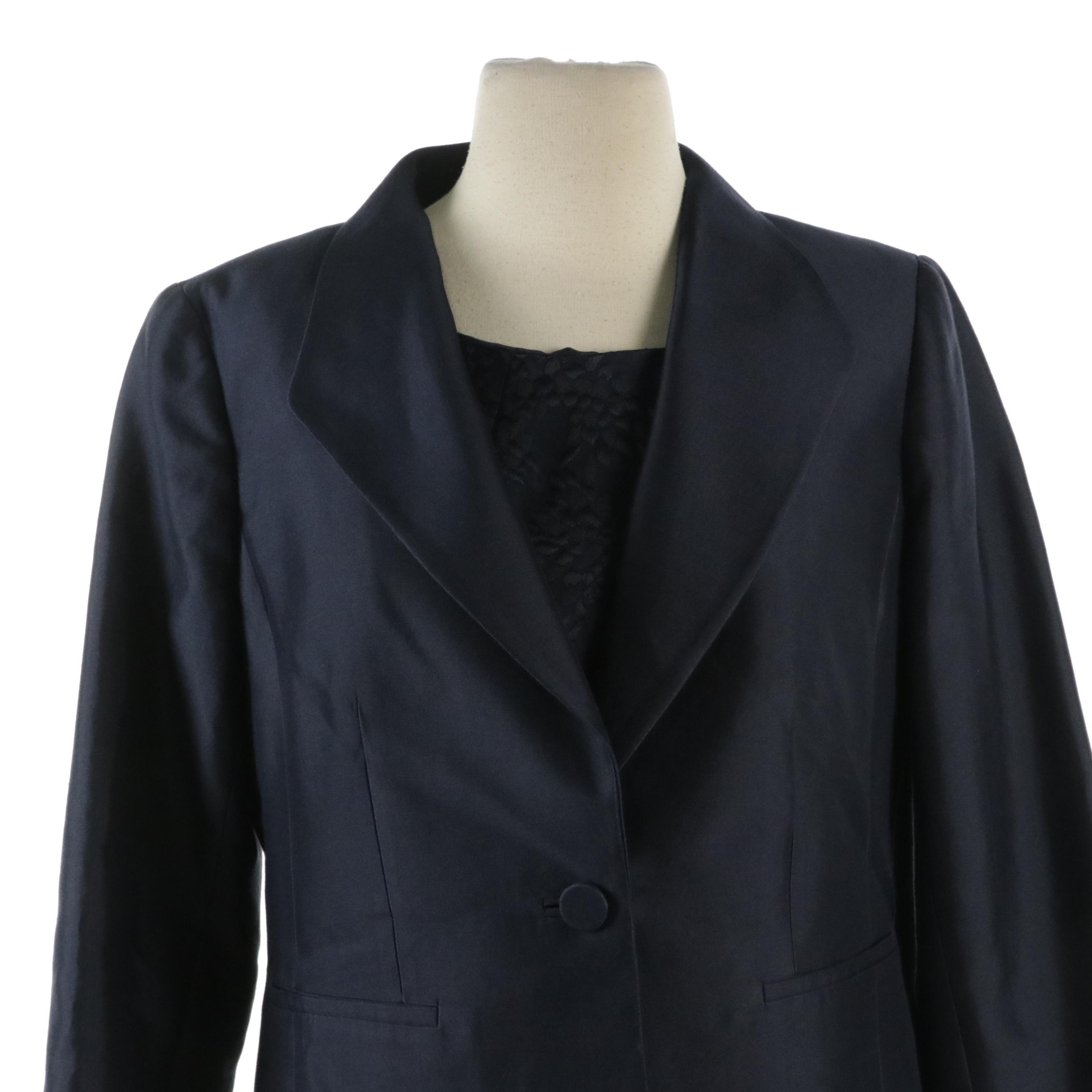 Talbots Red Dress Suit in Silk/Wool Blend with Textured Dress Set