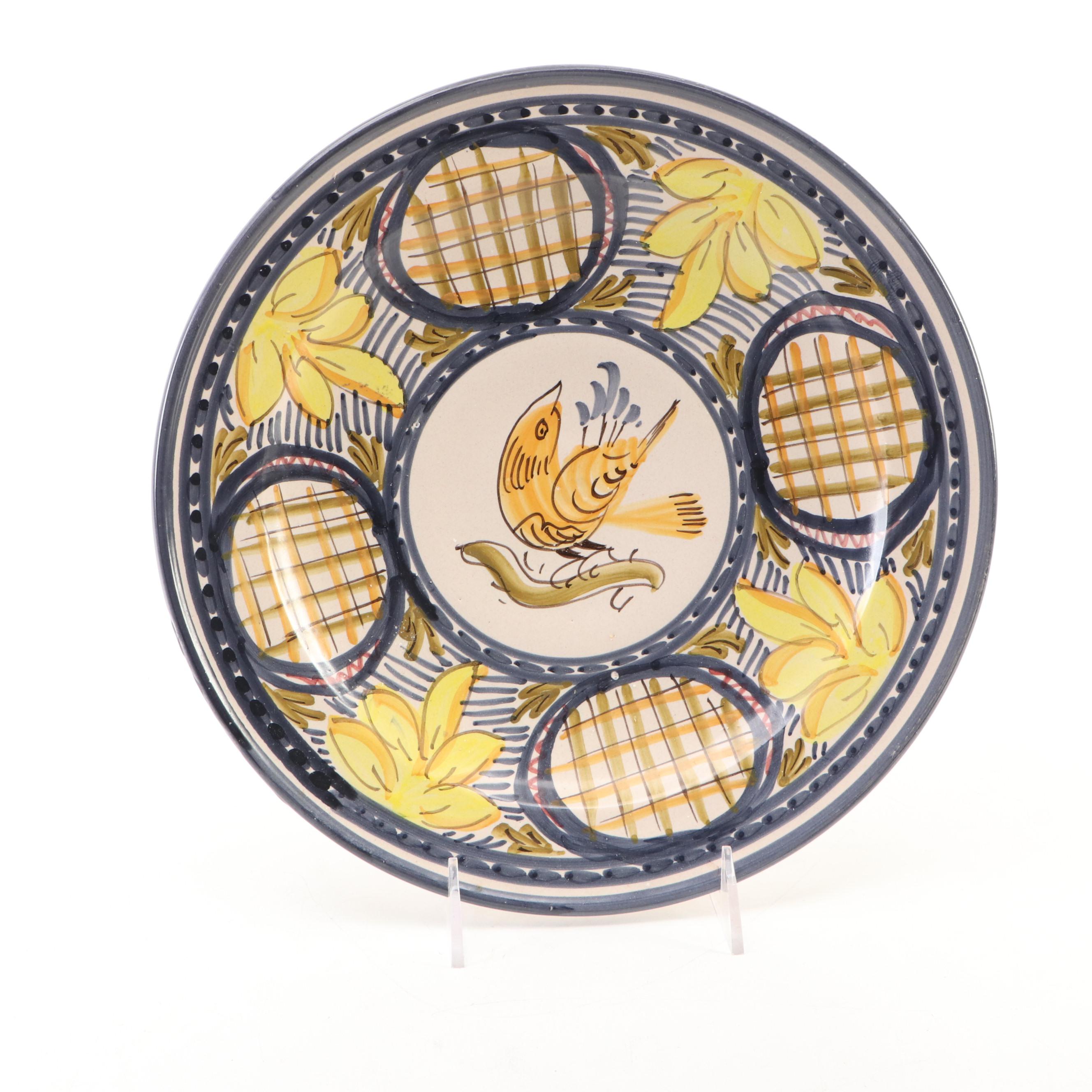 European Majolica Charger with Mexican Art Pottery Pitcher