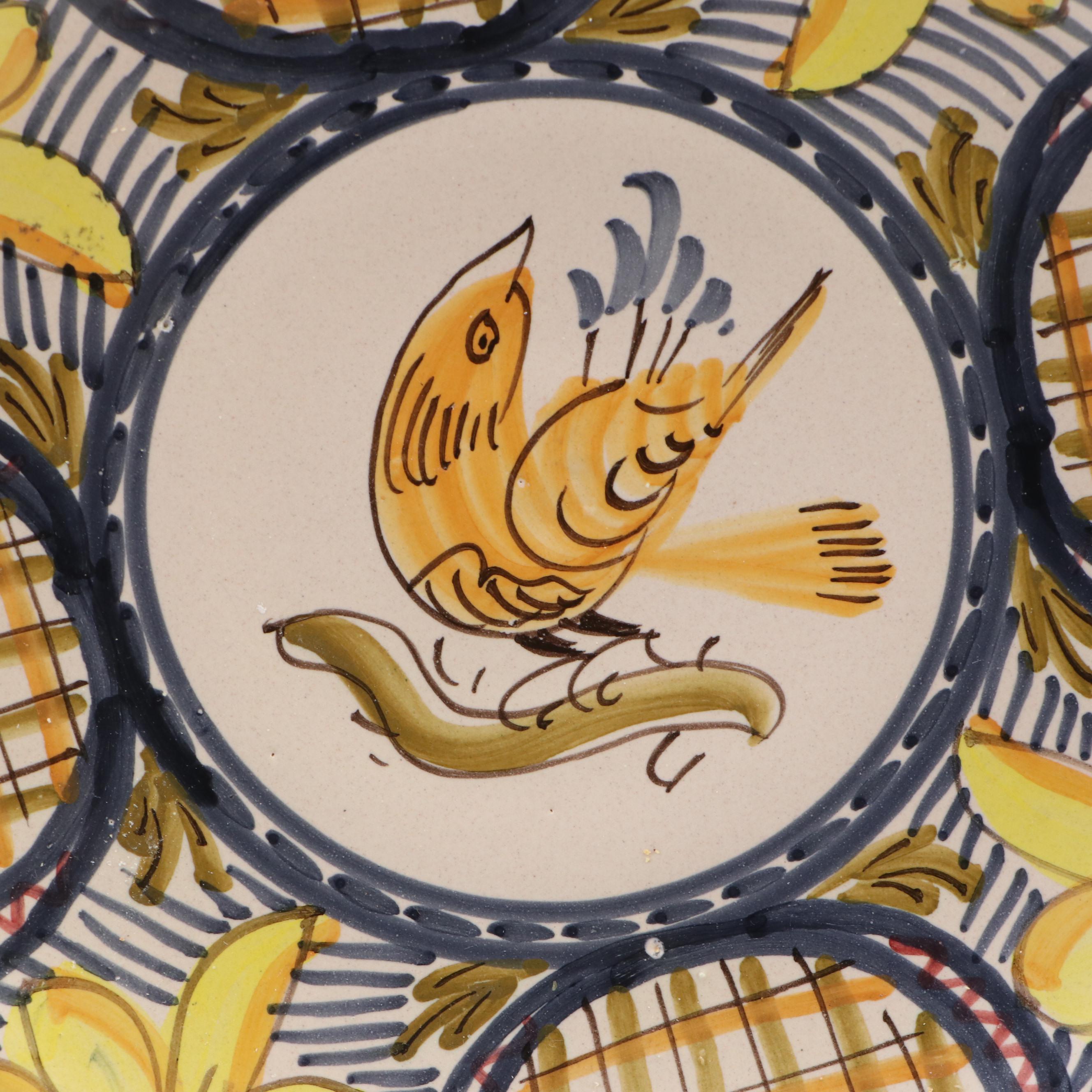 European Majolica Charger with Mexican Art Pottery Pitcher