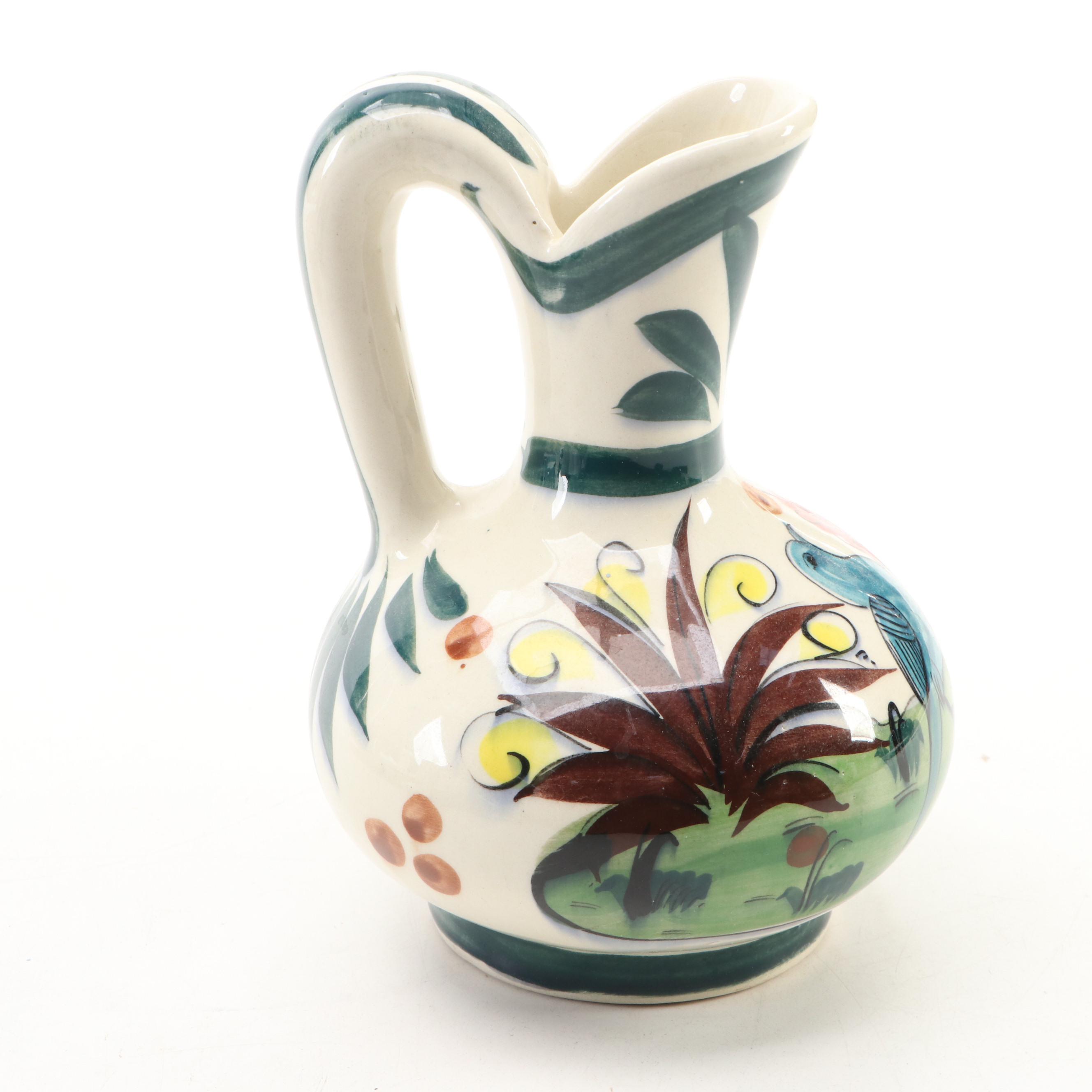 European Majolica Charger with Mexican Art Pottery Pitcher