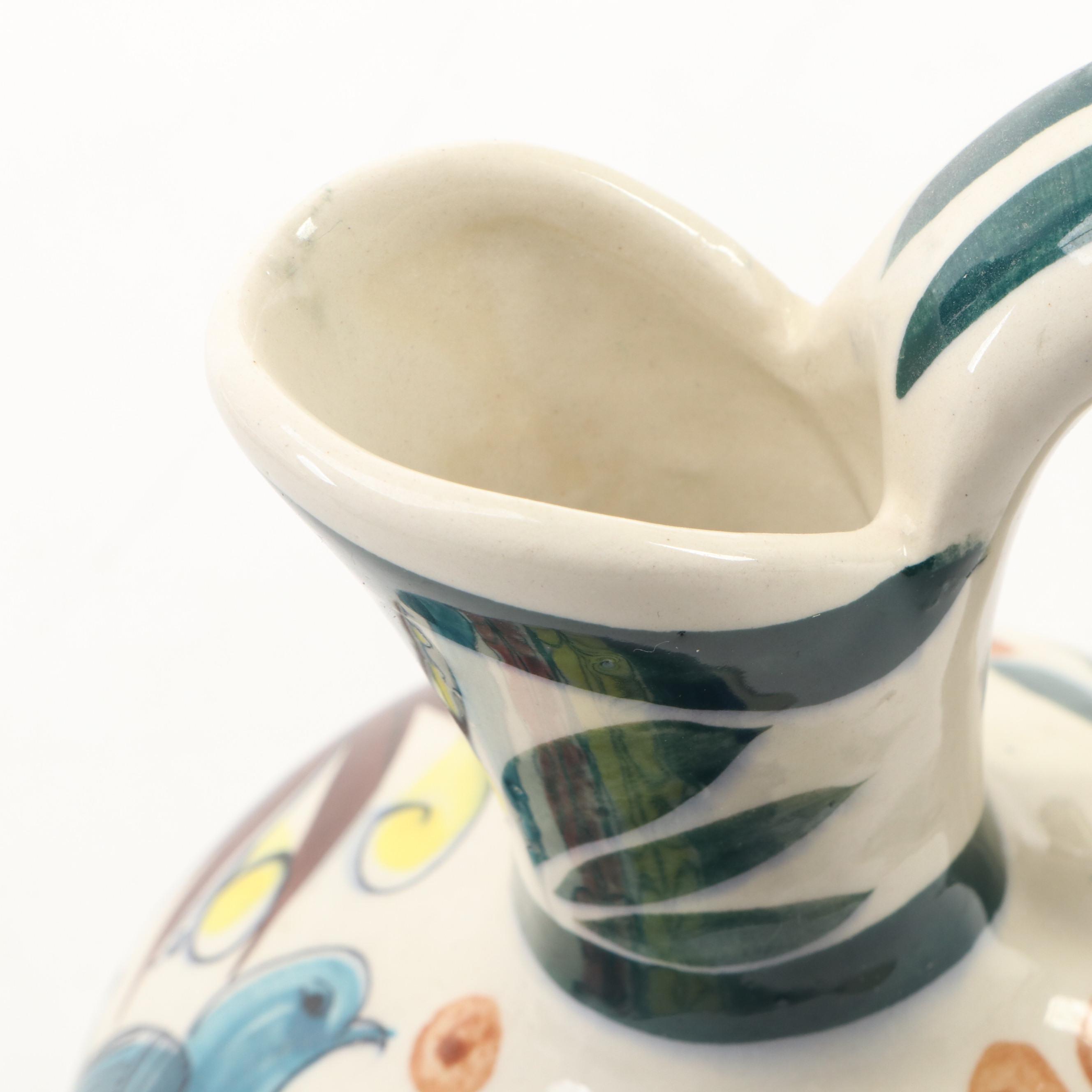 European Majolica Charger with Mexican Art Pottery Pitcher