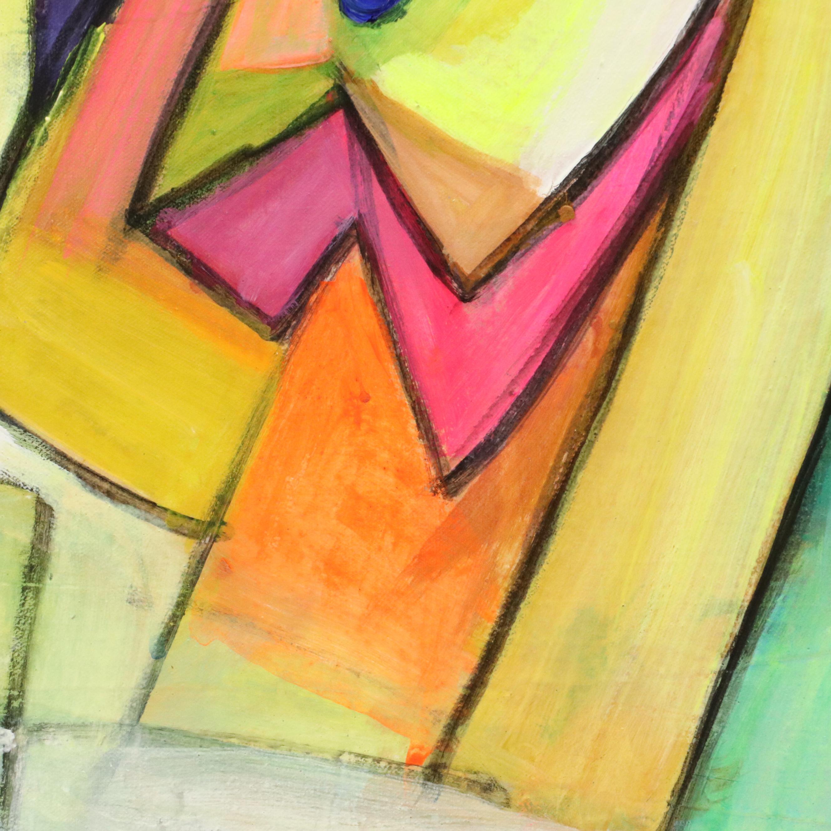 Evuarherhe Ufuoma Cubistic Acrylic Painting "Family," 2022