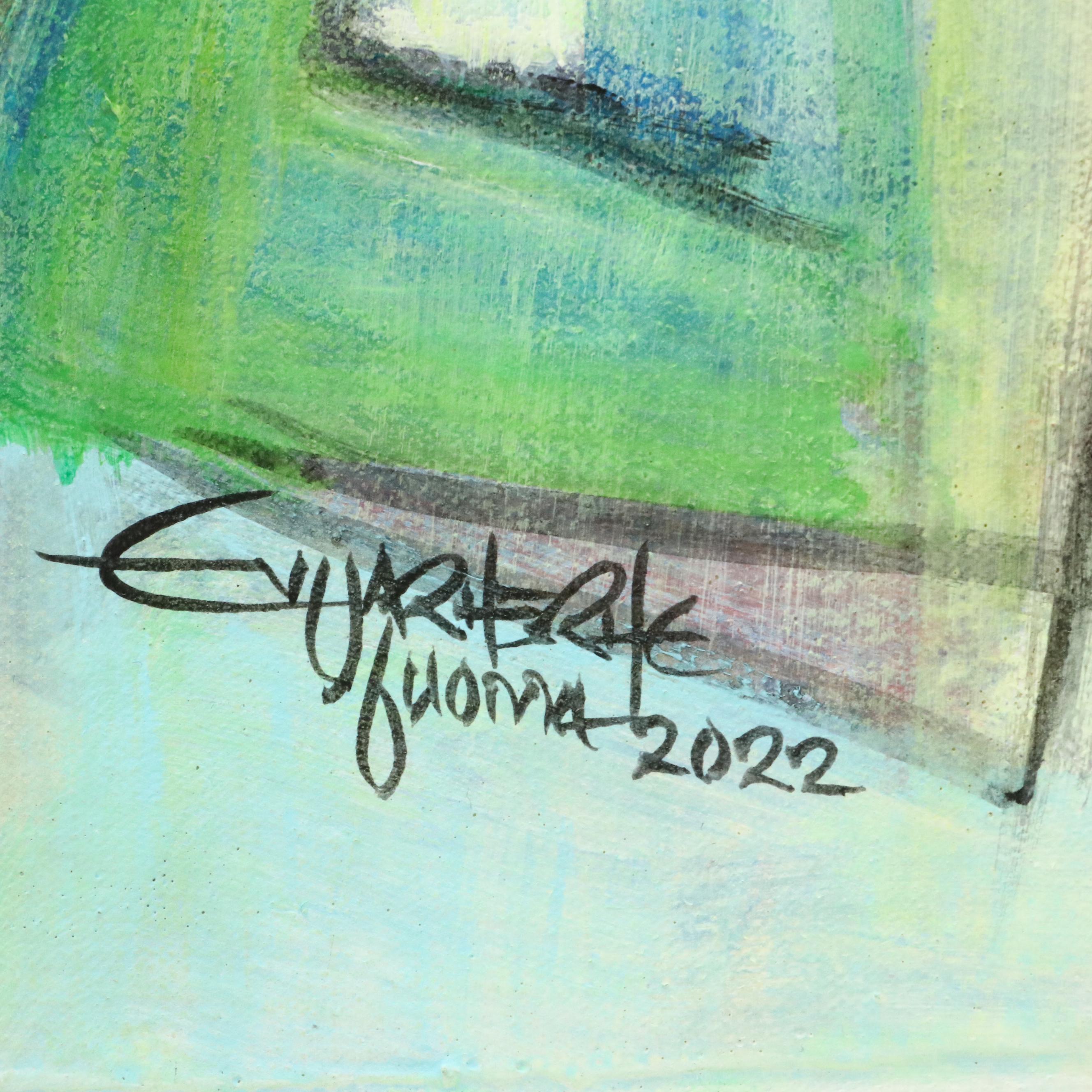 Evuarherhe Ufuoma Cubistic Acrylic Painting "Family," 2022