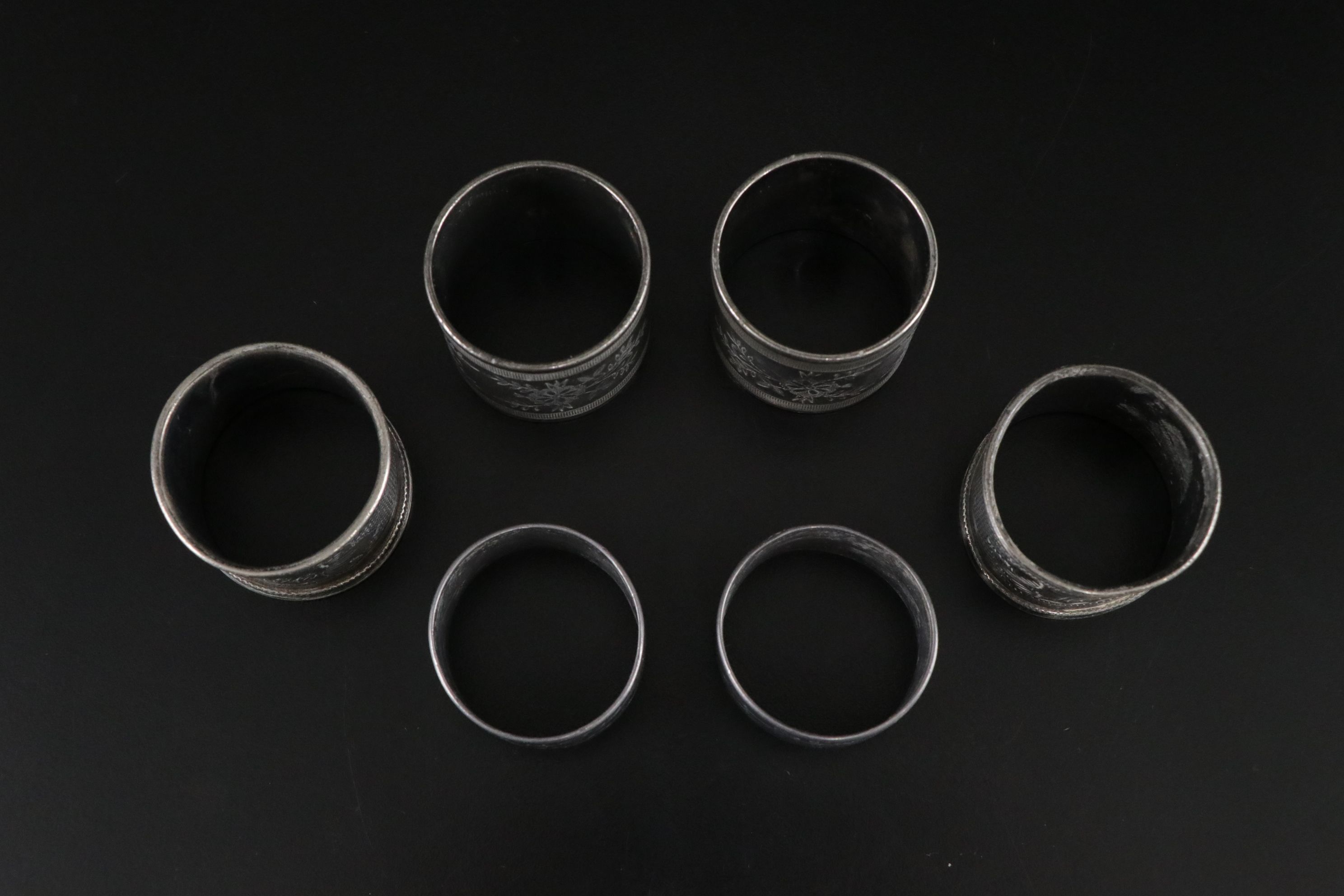 Silver Plate & Glass Napkin Rings, Serving Plate & More
