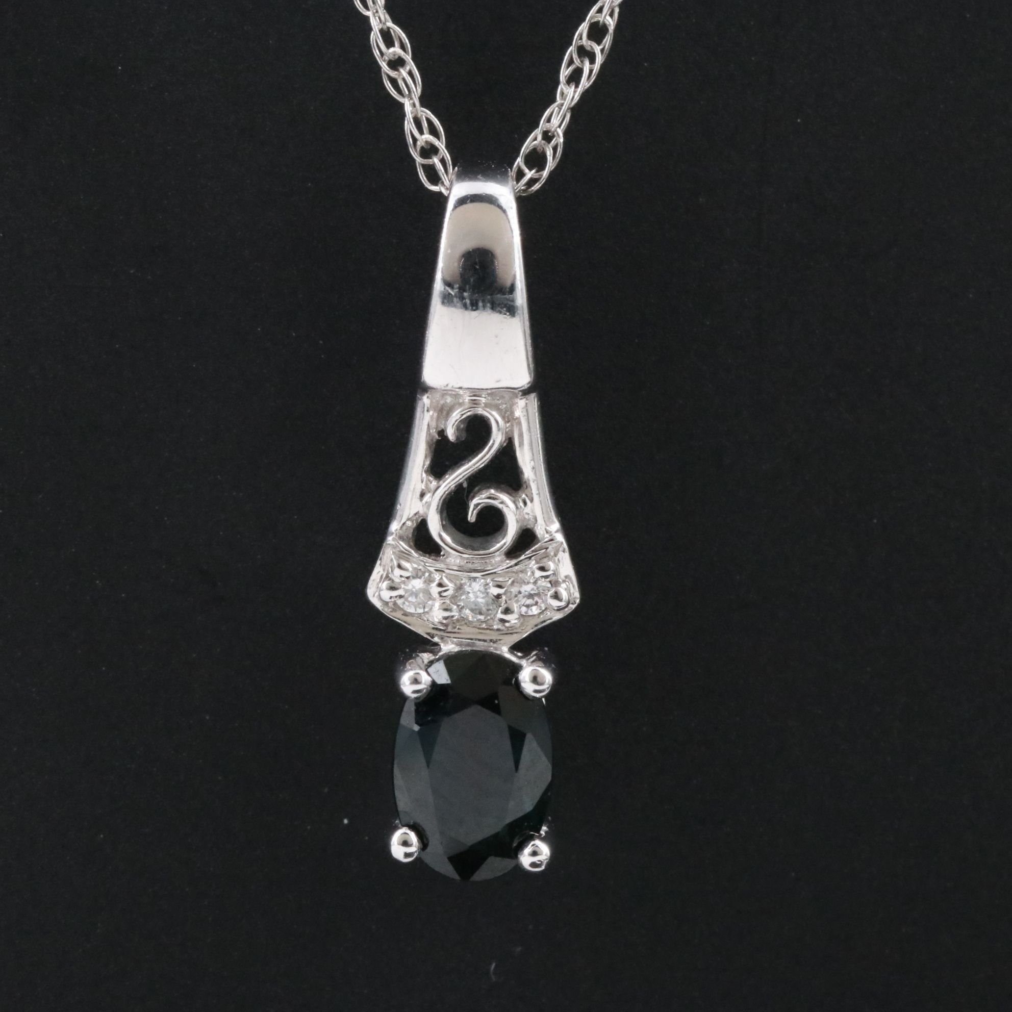 14K Sapphire and Diamond Pendant Necklace
