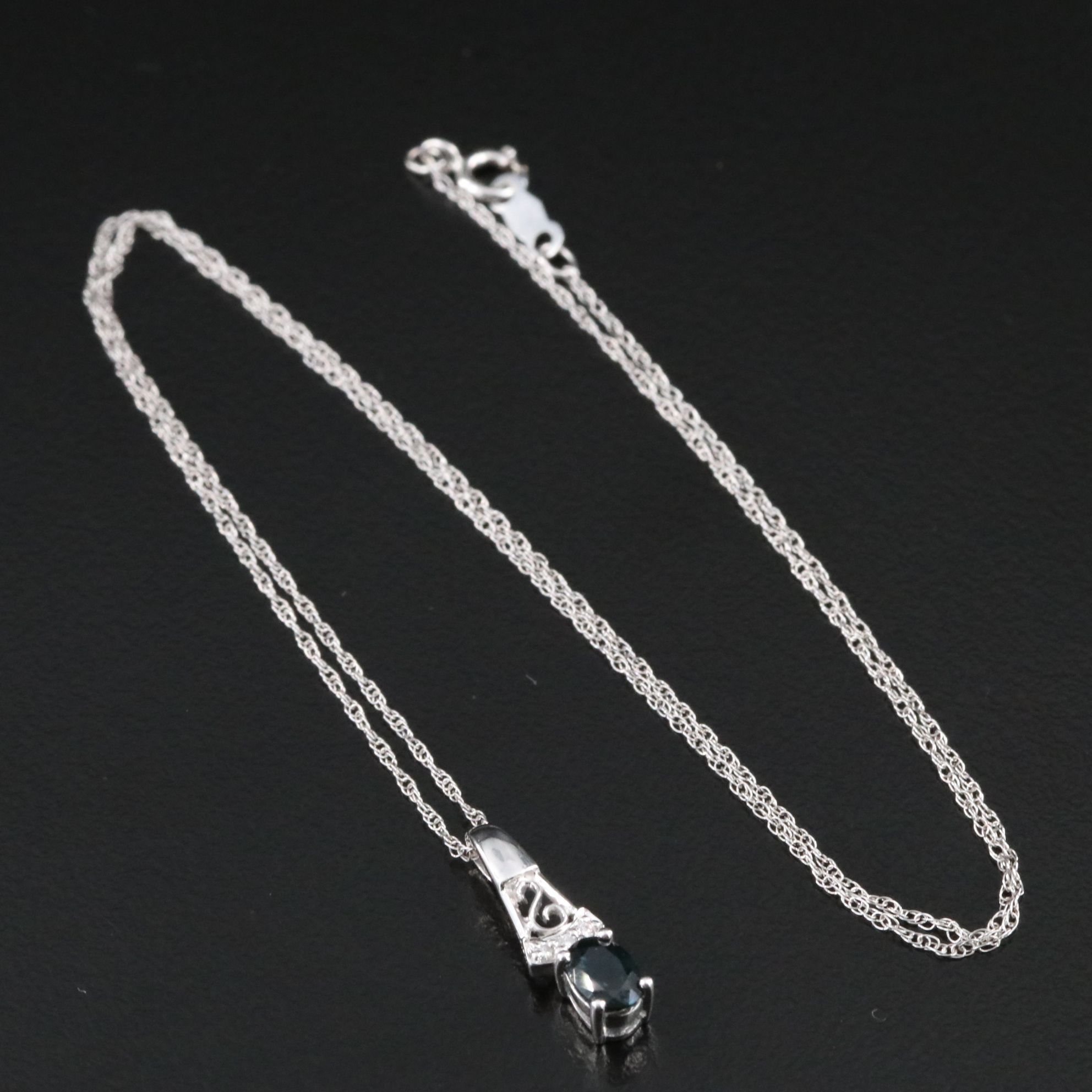 14K Sapphire and Diamond Pendant Necklace
