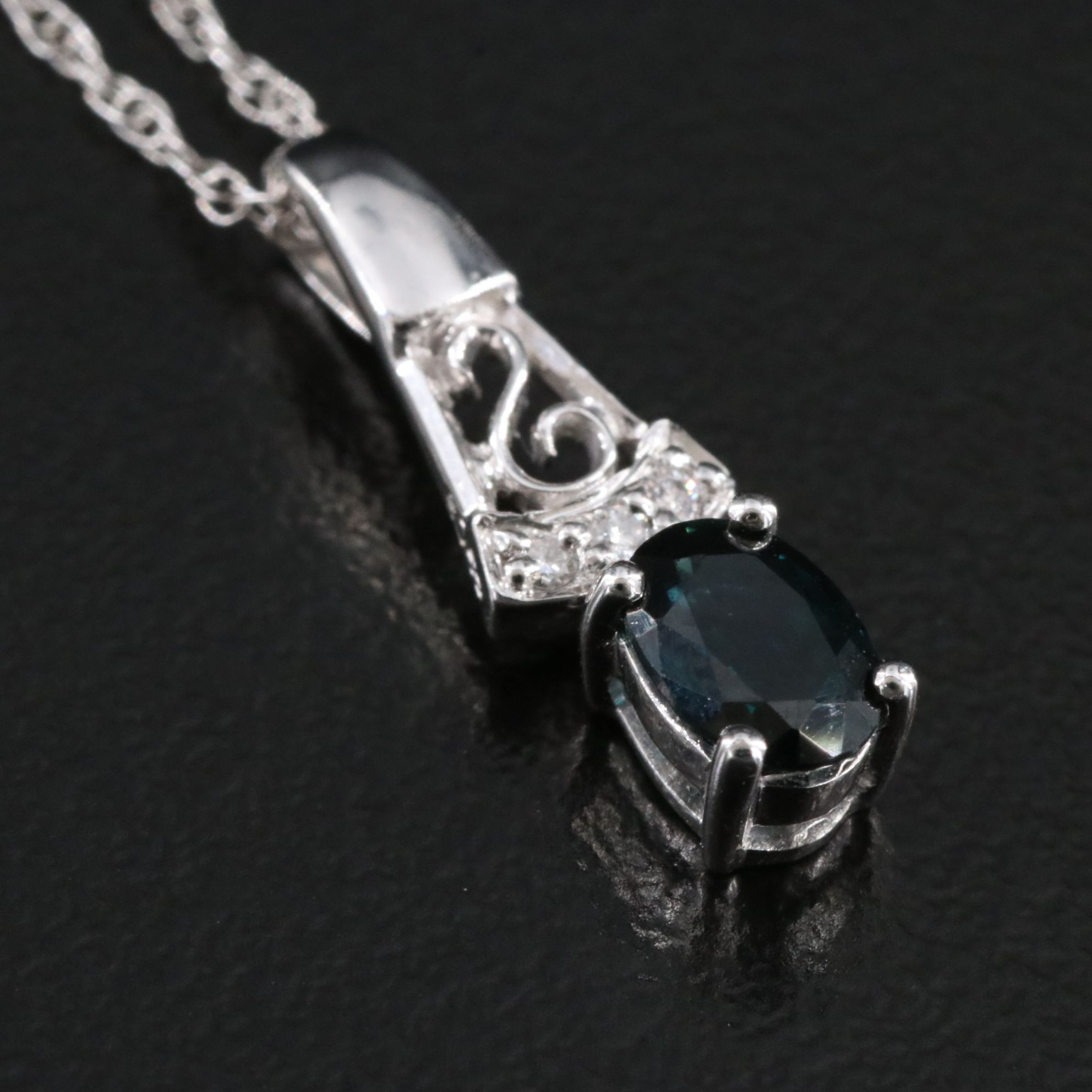 14K Sapphire and Diamond Pendant Necklace