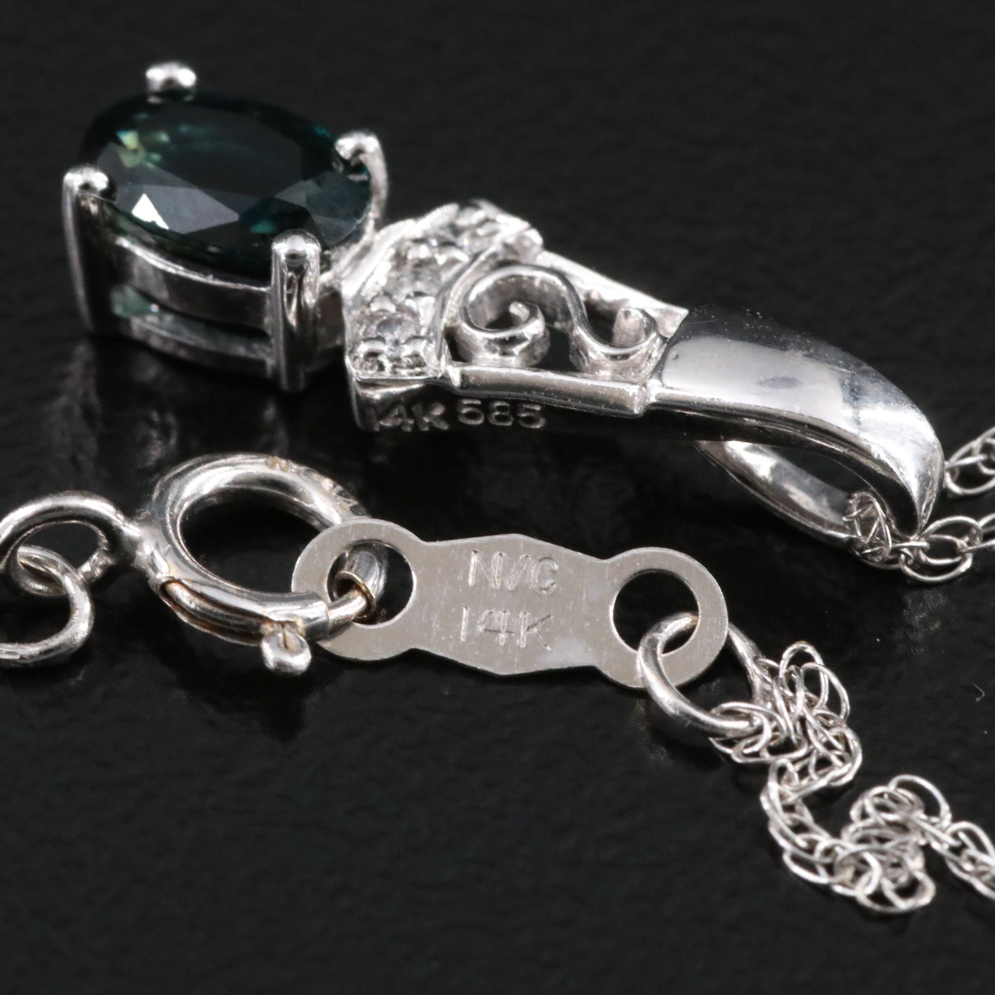 14K Sapphire and Diamond Pendant Necklace