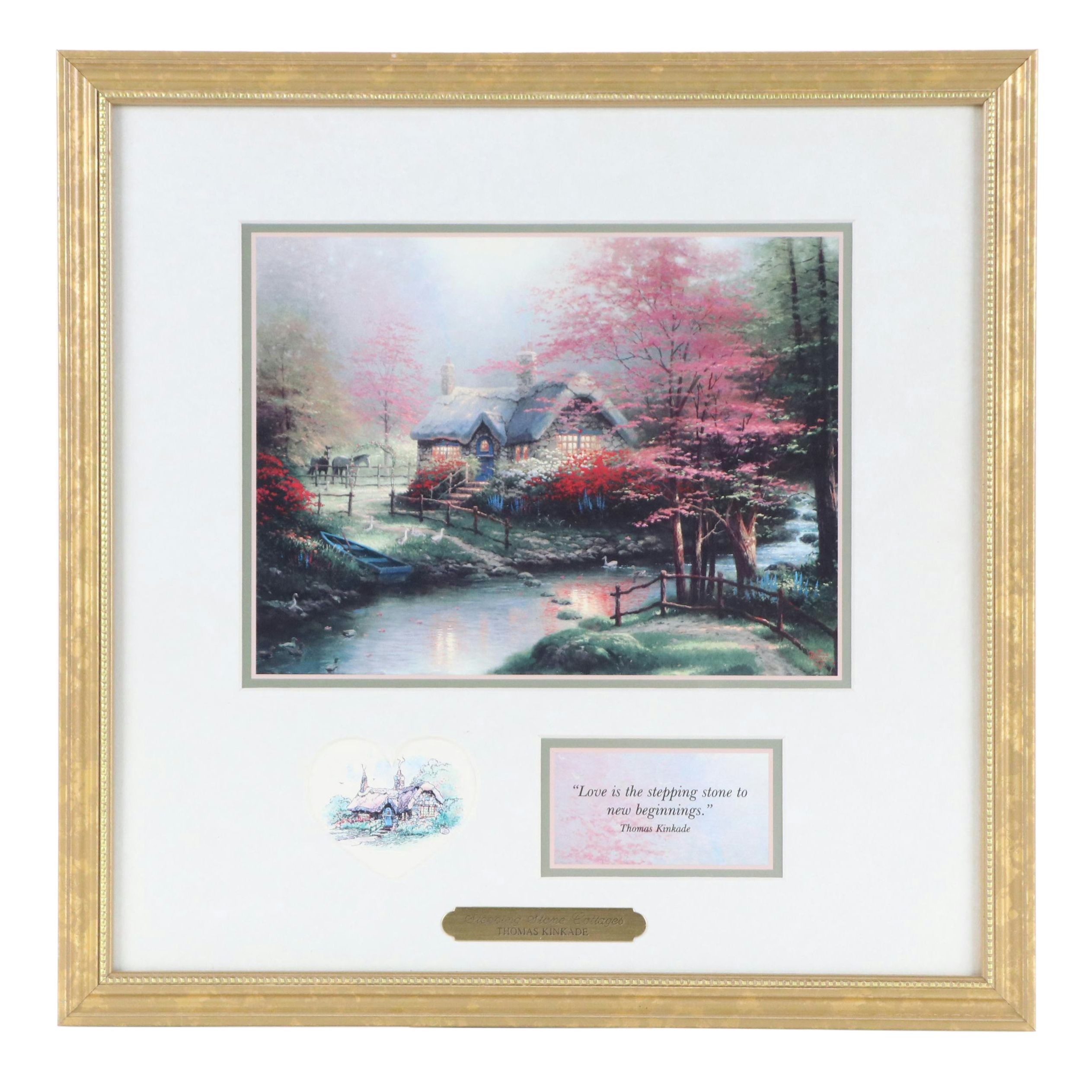 Thomas Kinkade Offset Lithograph "Stepping Stone Cottages," 1996