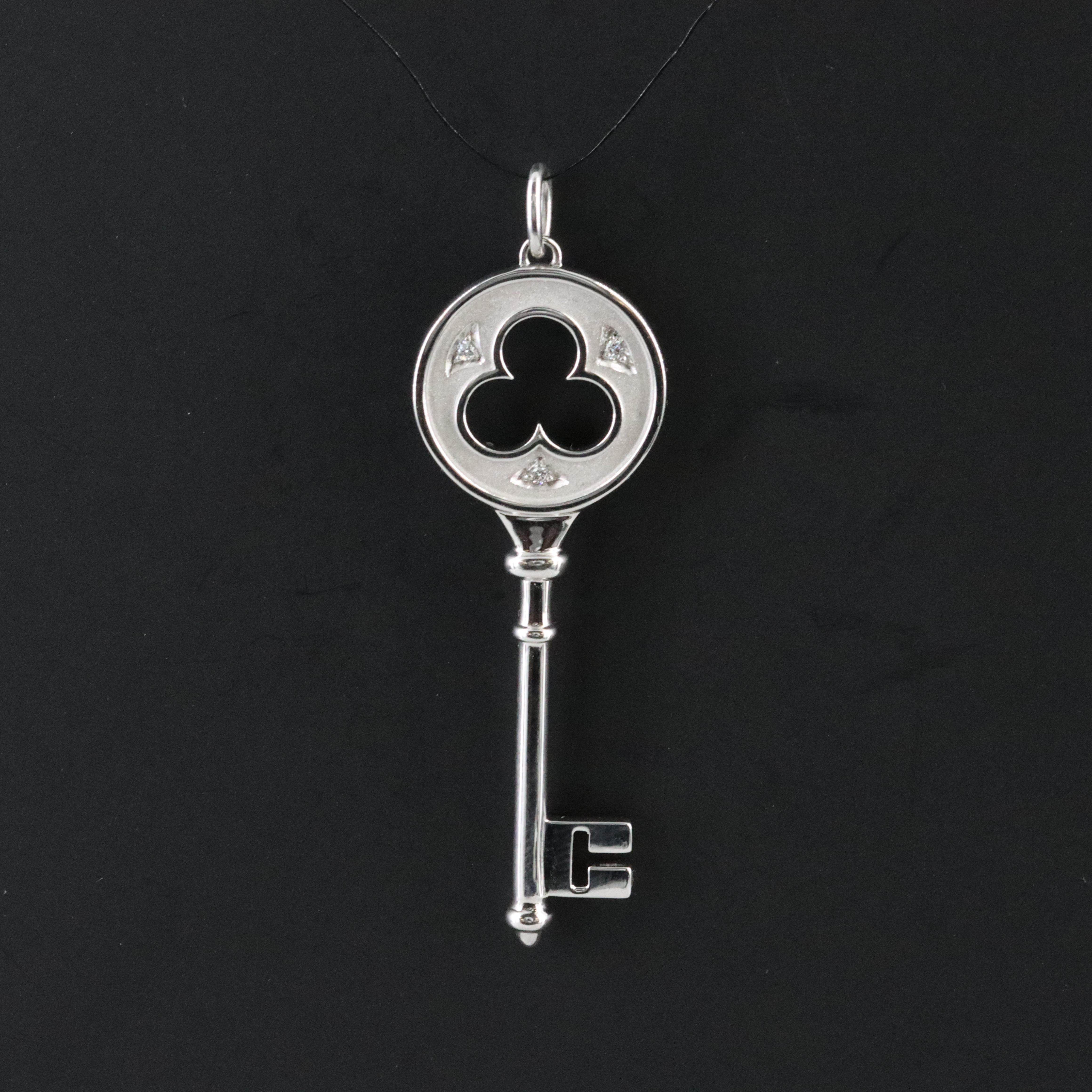 Tiffany & Co. 18K Diamond Clover Key Pendant