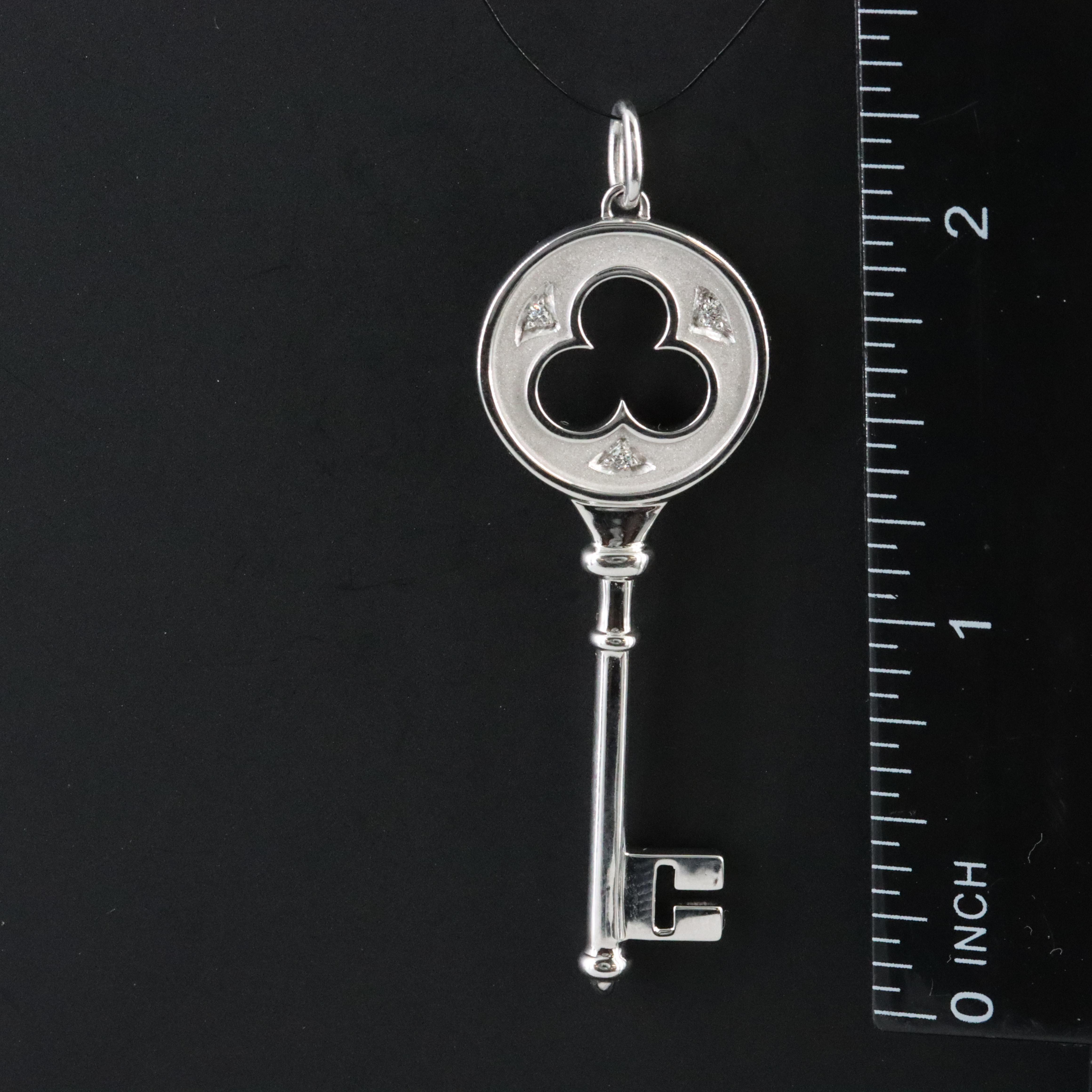 Tiffany & Co. 18K Diamond Clover Key Pendant