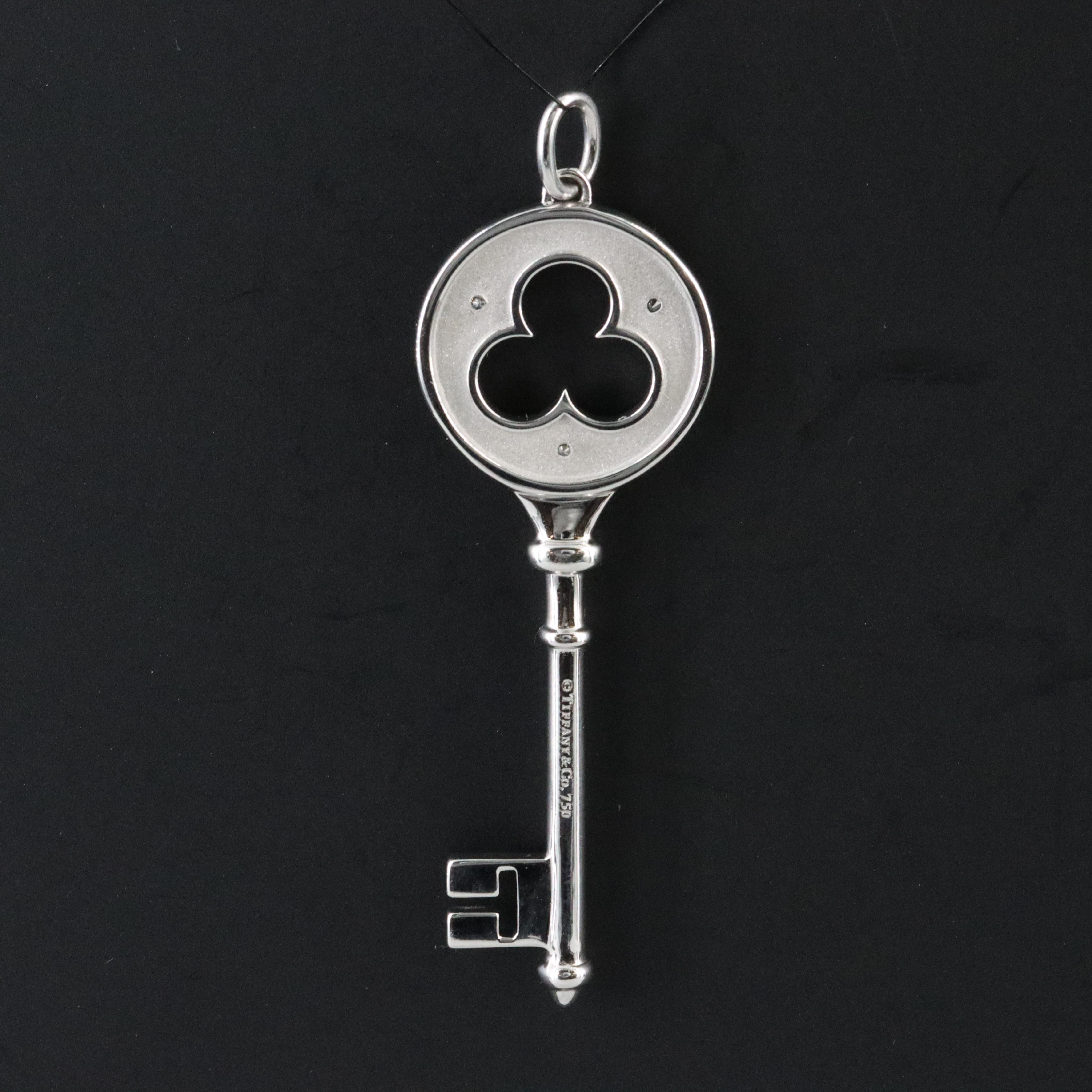 Tiffany & Co. 18K Diamond Clover Key Pendant