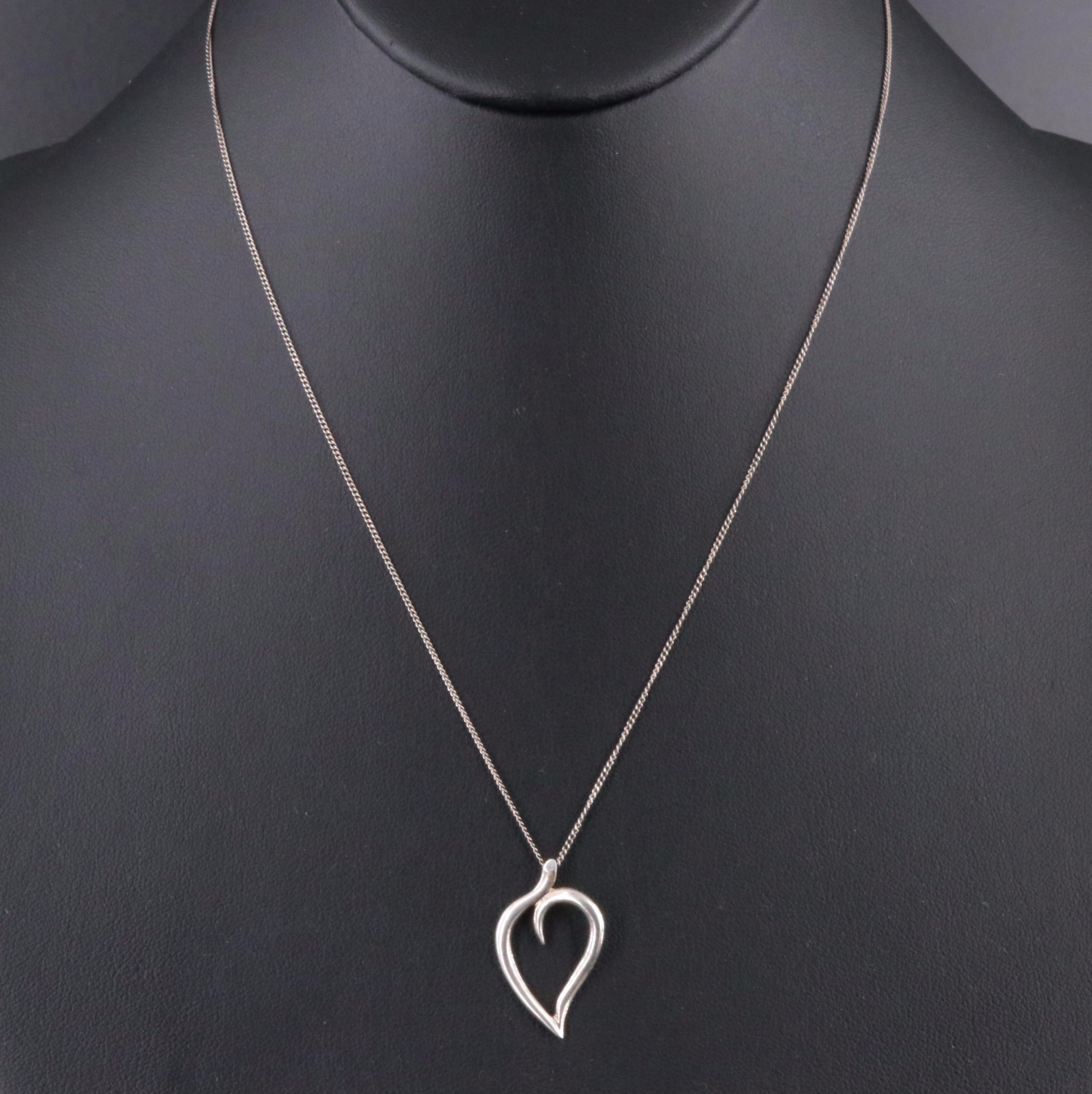 Tiffany & Co. Sterling Leaf Heart Necklace