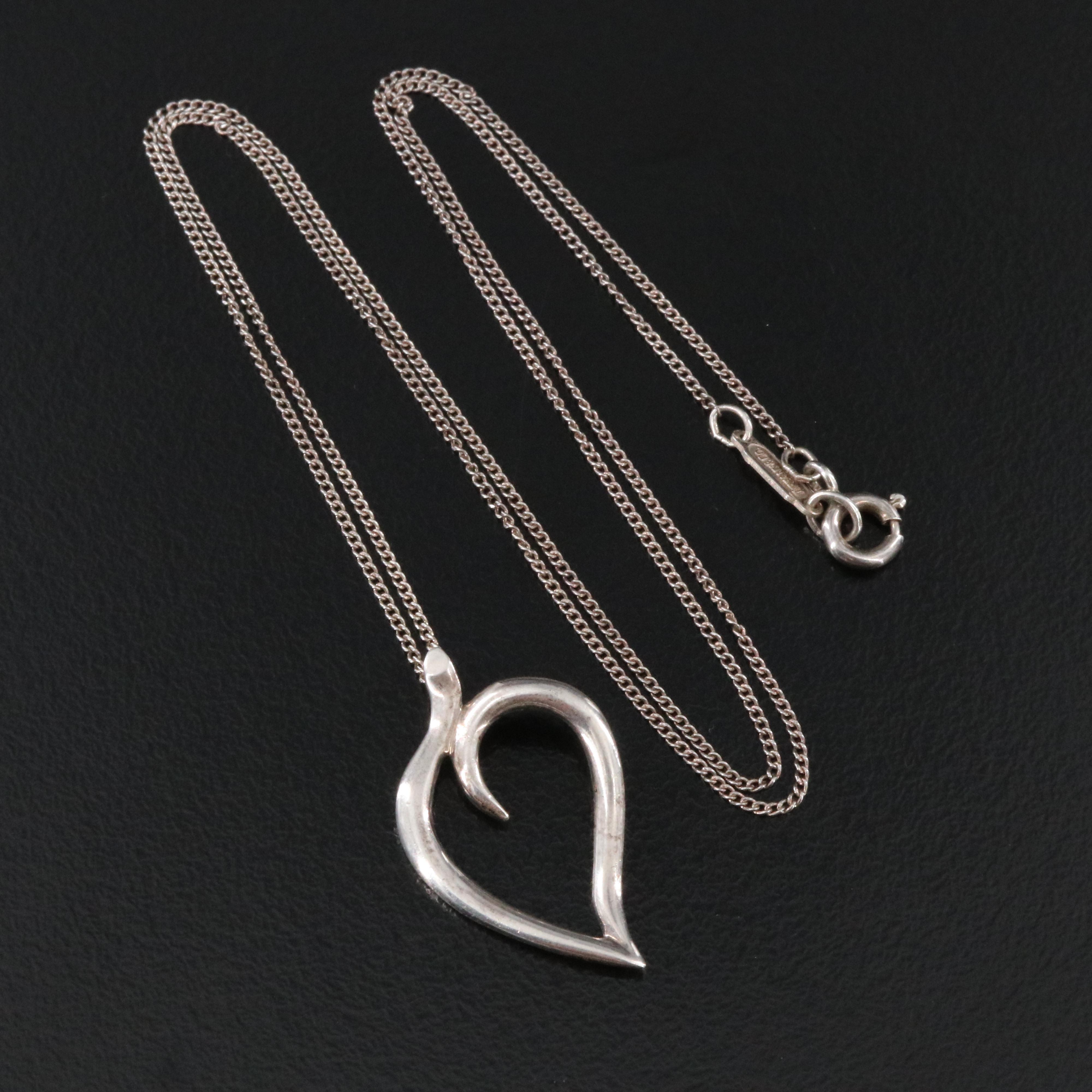 Tiffany & Co. Sterling Leaf Heart Necklace