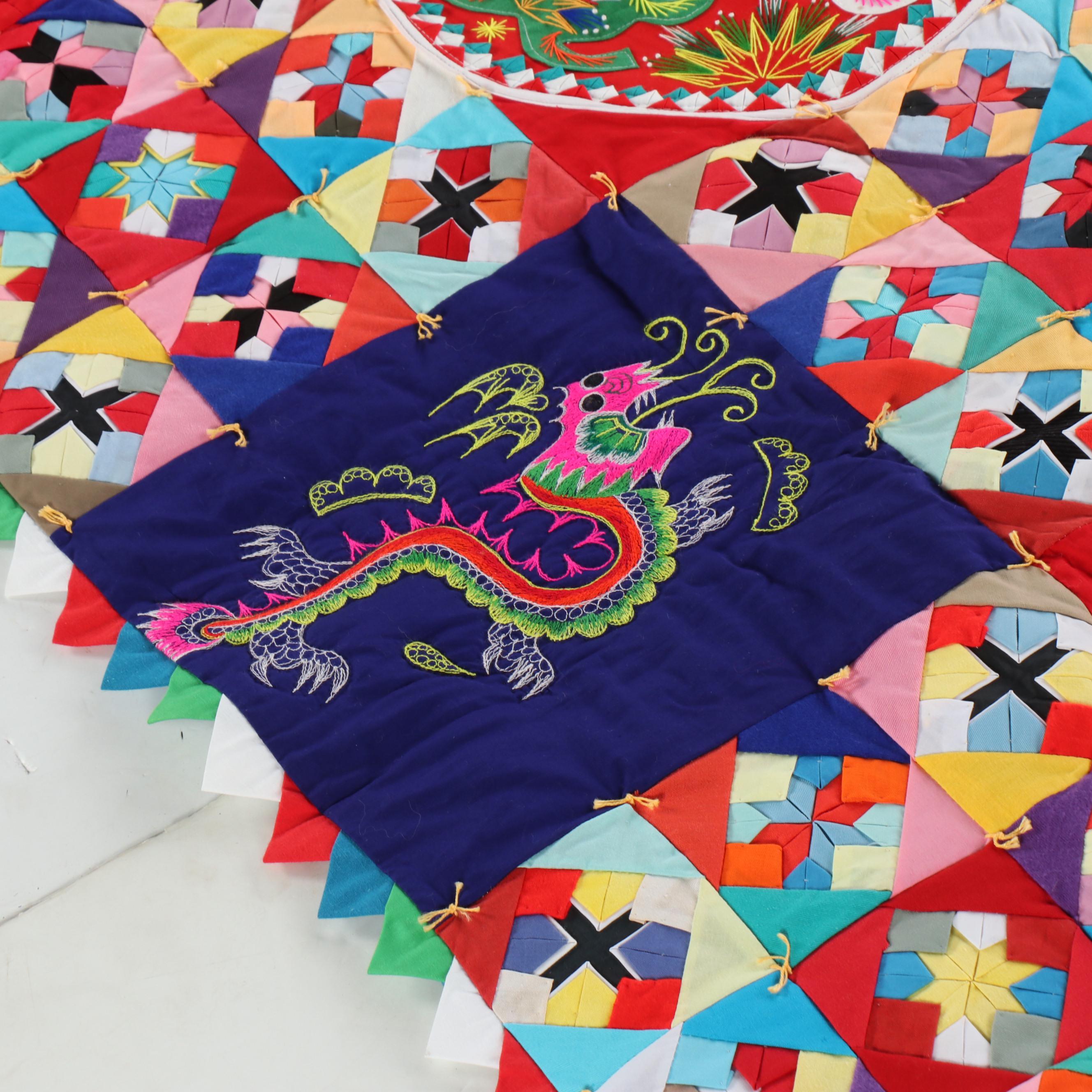 Chinese Handsewn Folk Art "Bai Jia Bei" One Hundred Families Patchwork Quilt