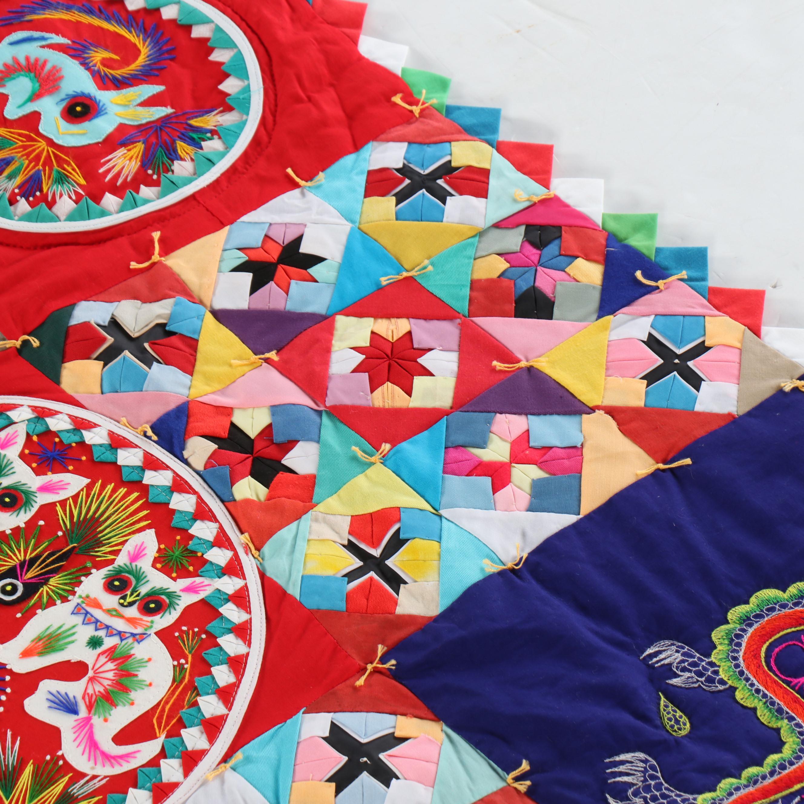 Chinese Handsewn Folk Art "Bai Jia Bei" One Hundred Families Patchwork Quilt