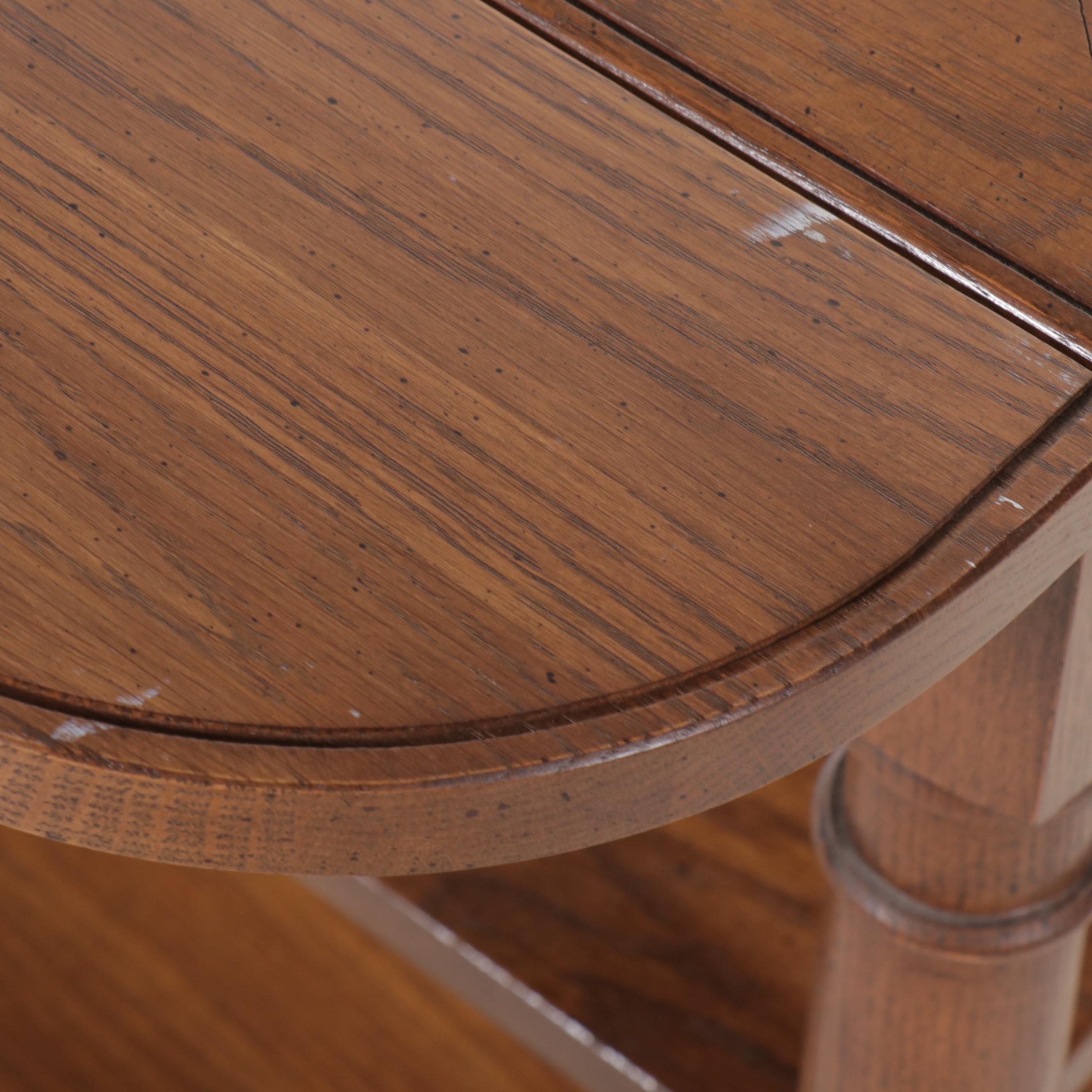 Oak and Burl Wood Drop-Leaf Bar Cart