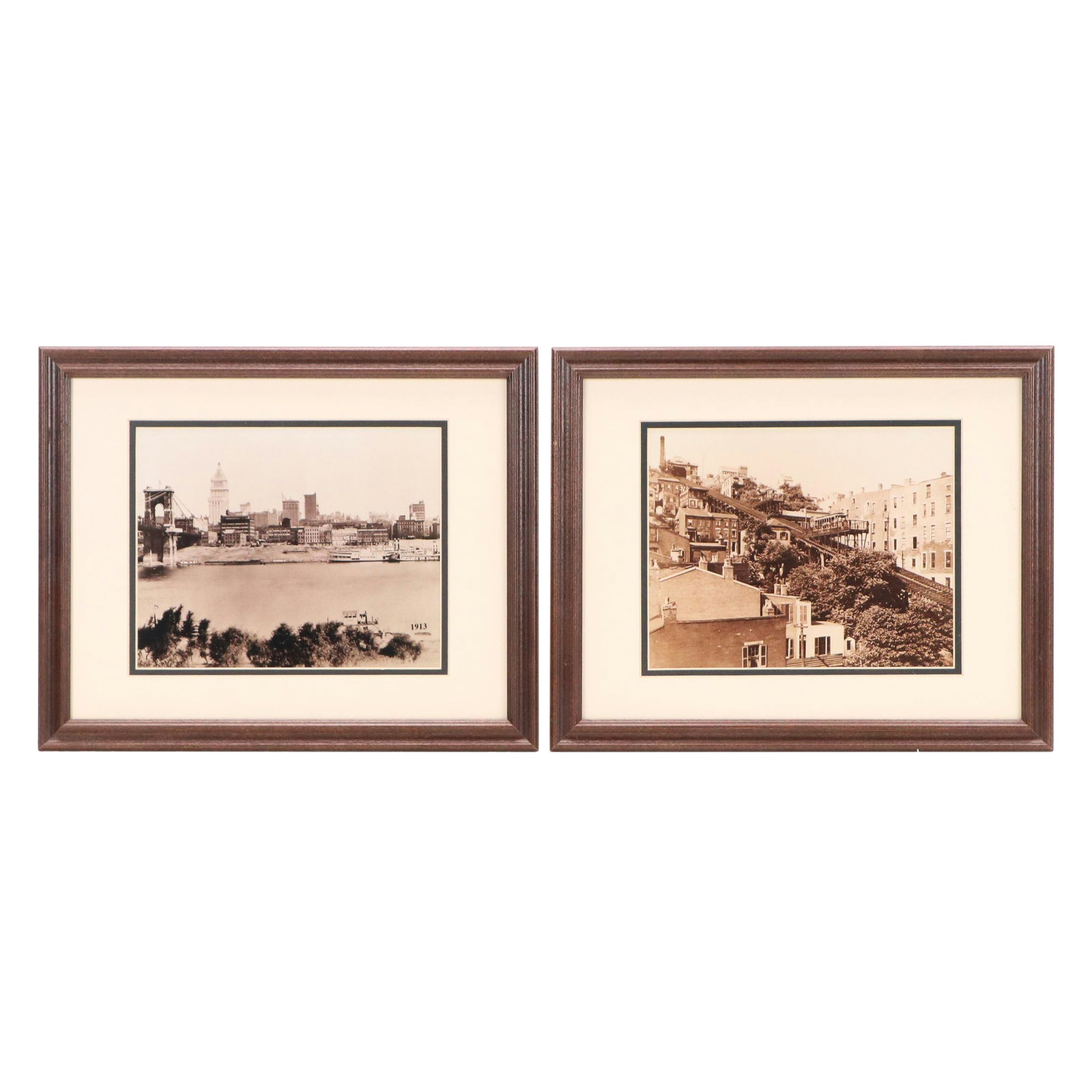 Two Sepia Photographs of Early Cincinnati Scenes, Circa 2010