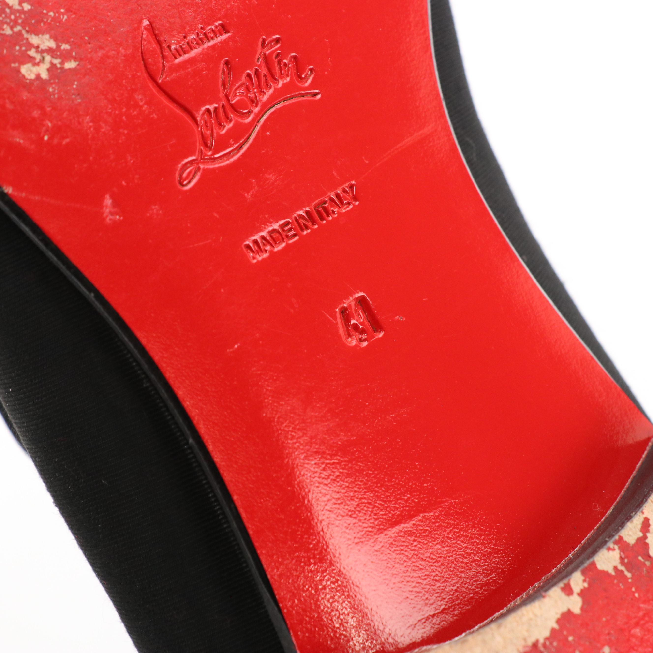 Men's Christian Louboutin Black Moiré and Grosgrain Dress Loafers