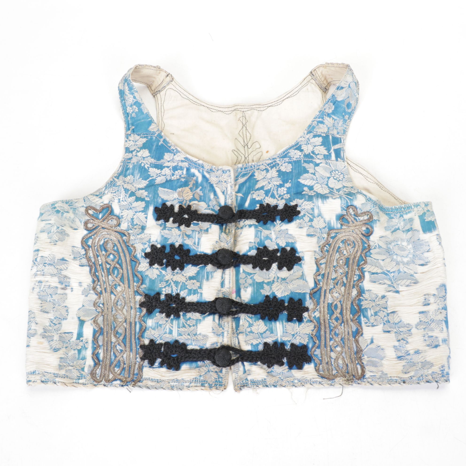 Handmade Folk Style Jacquard and Bead Embellished Vests, Mid-Late 20th C.