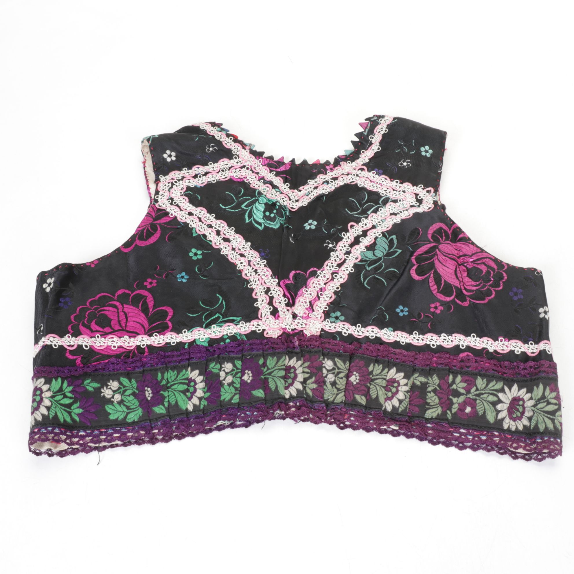 Handmade Folk Style Jacquard and Bead Embellished Vests, Mid-Late 20th C.