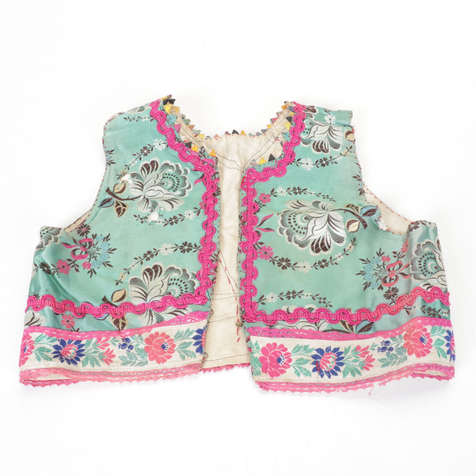 Handmade Folk Style Jacquard and Bead Embellished Vests, Mid-Late 20th C.