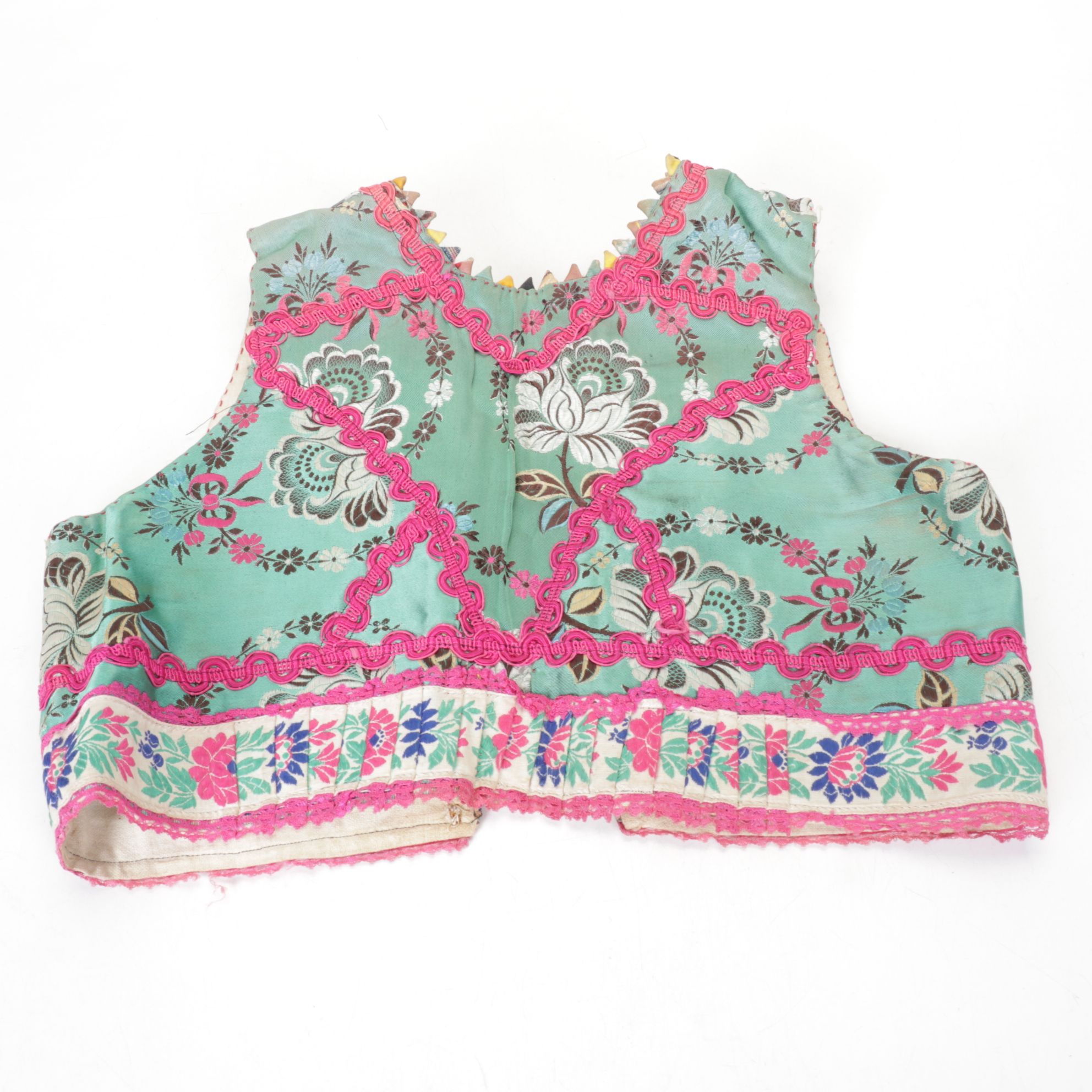 Handmade Folk Style Jacquard and Bead Embellished Vests, Mid-Late 20th C.