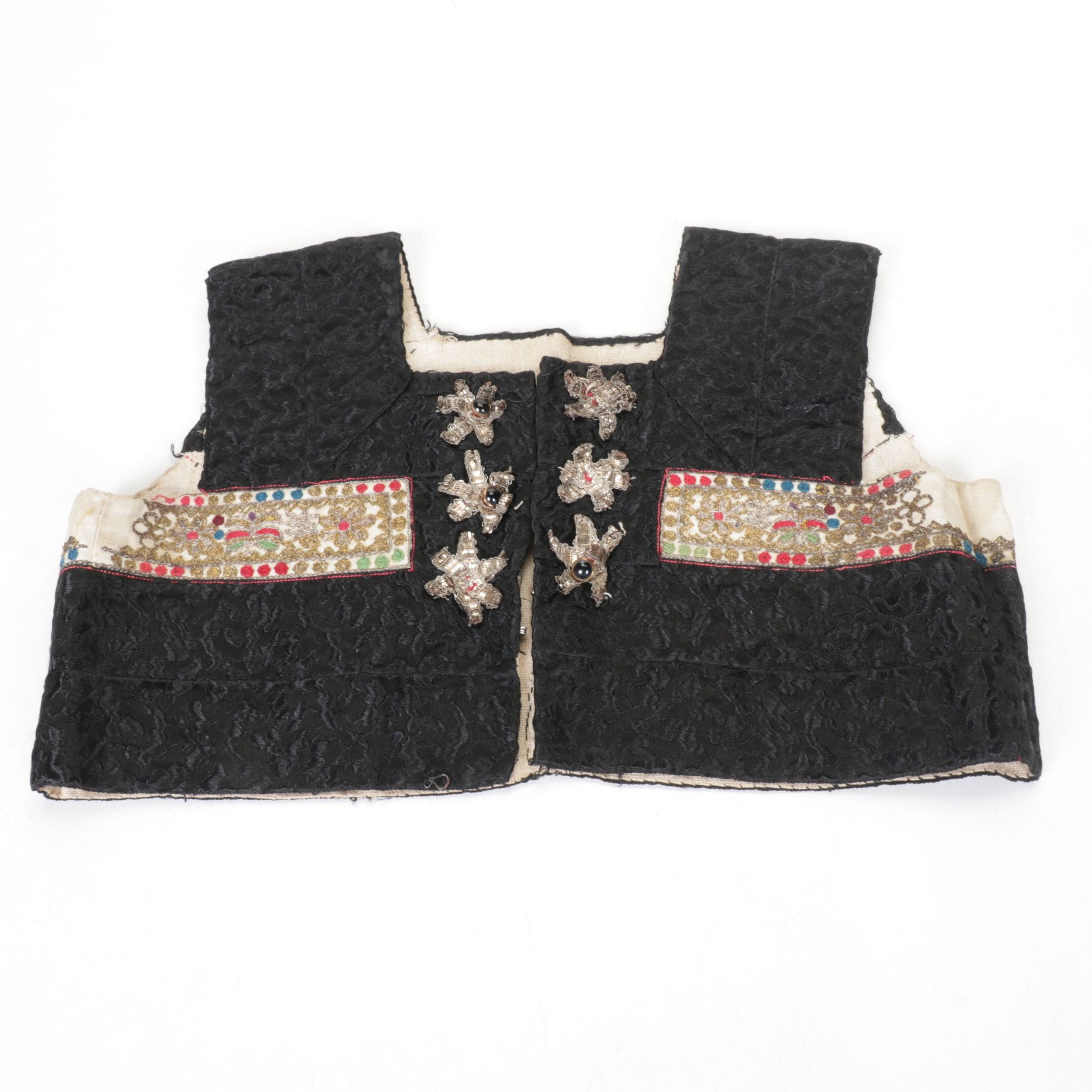 Handmade Folk Style Jacquard and Bead Embellished Vests, Mid-Late 20th C.