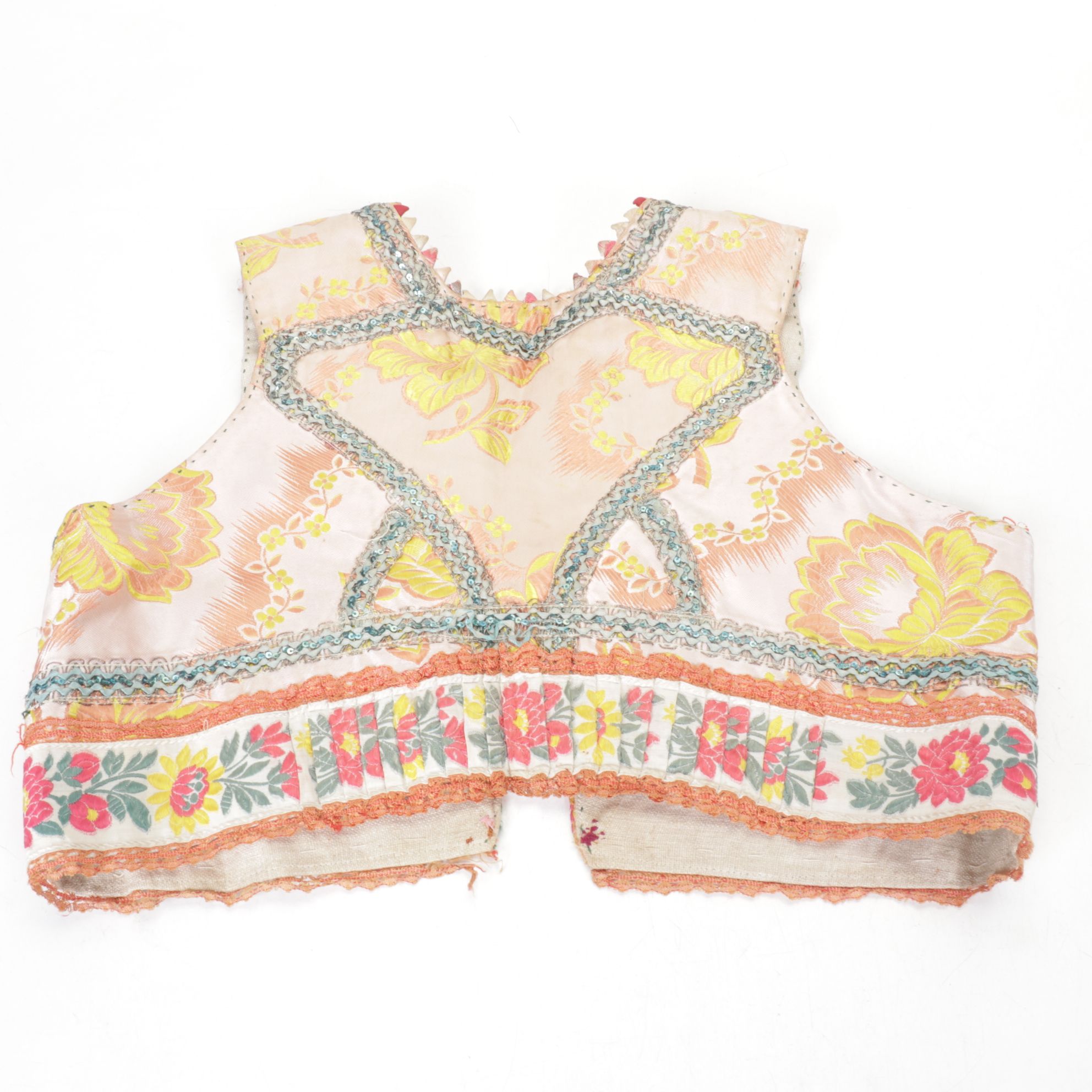 Handmade Folk Style Jacquard and Bead Embellished Vests, Mid-Late 20th C.