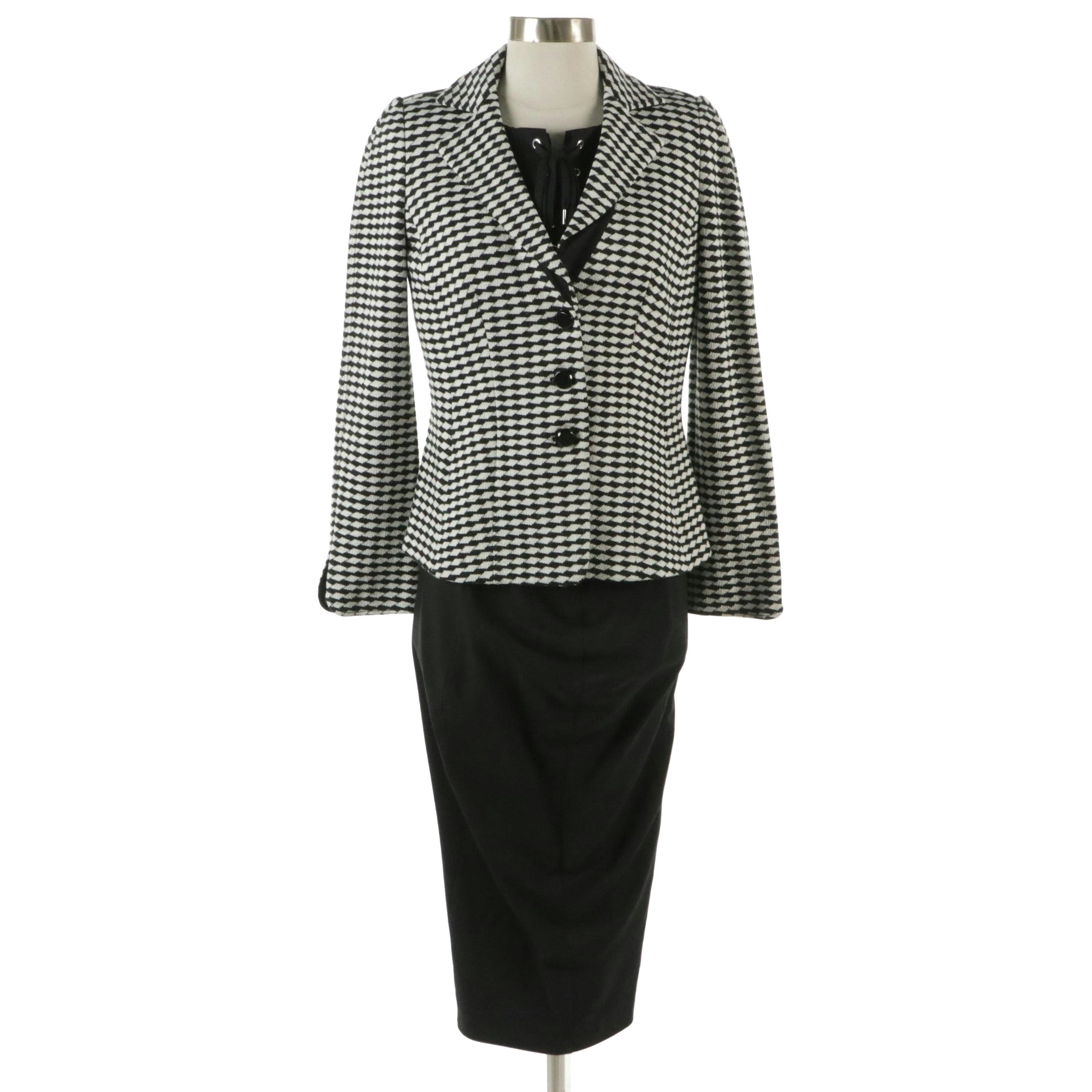 Armani Collezioni Three-Button Jacket and Sportmax Black Lace-Up Dress