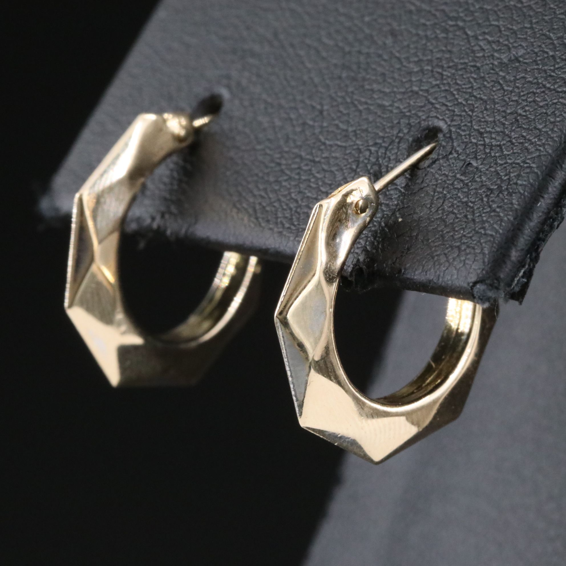 14K Faceted Hoops